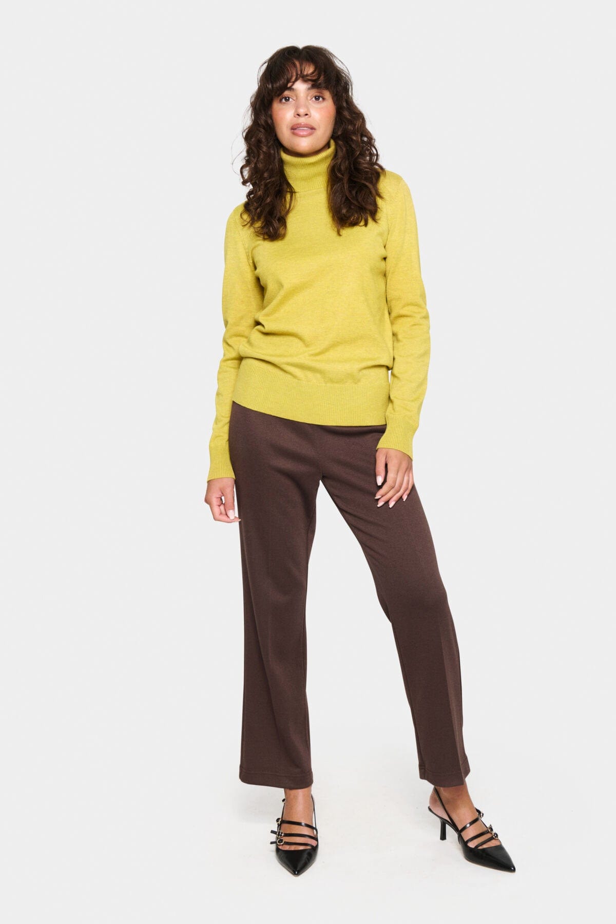 Saint Tropez Mila Knitted Roll Neck Jumper - Burnished Gold Melange