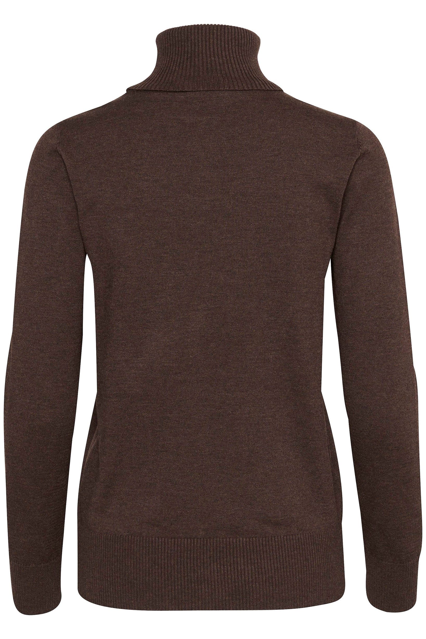 Saint Tropez Mila Knitted Roll Neck Jumper - Dark Oak Melange
