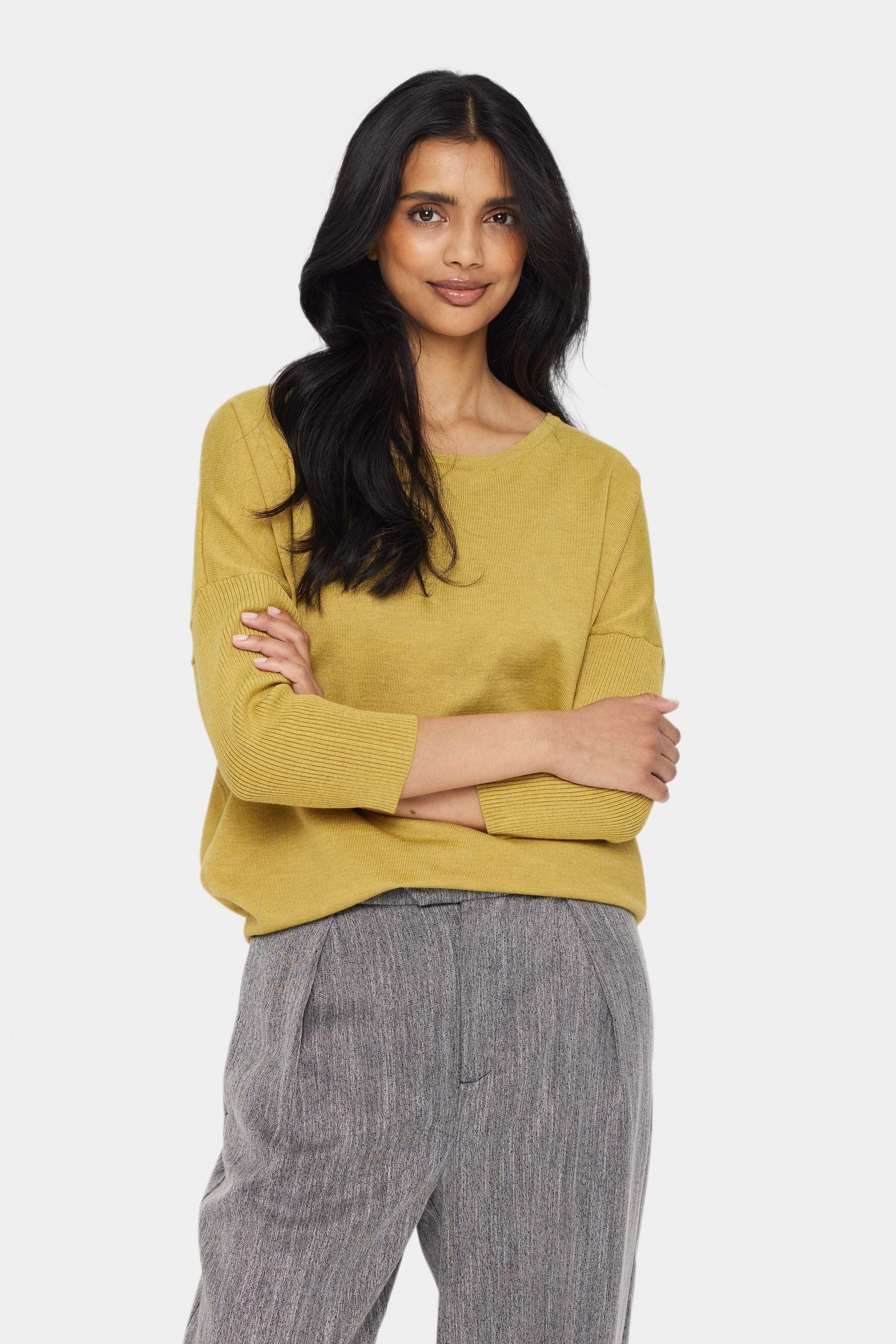 Saint Tropez Mila Round Neck Jumper - Burnished Gold Melange