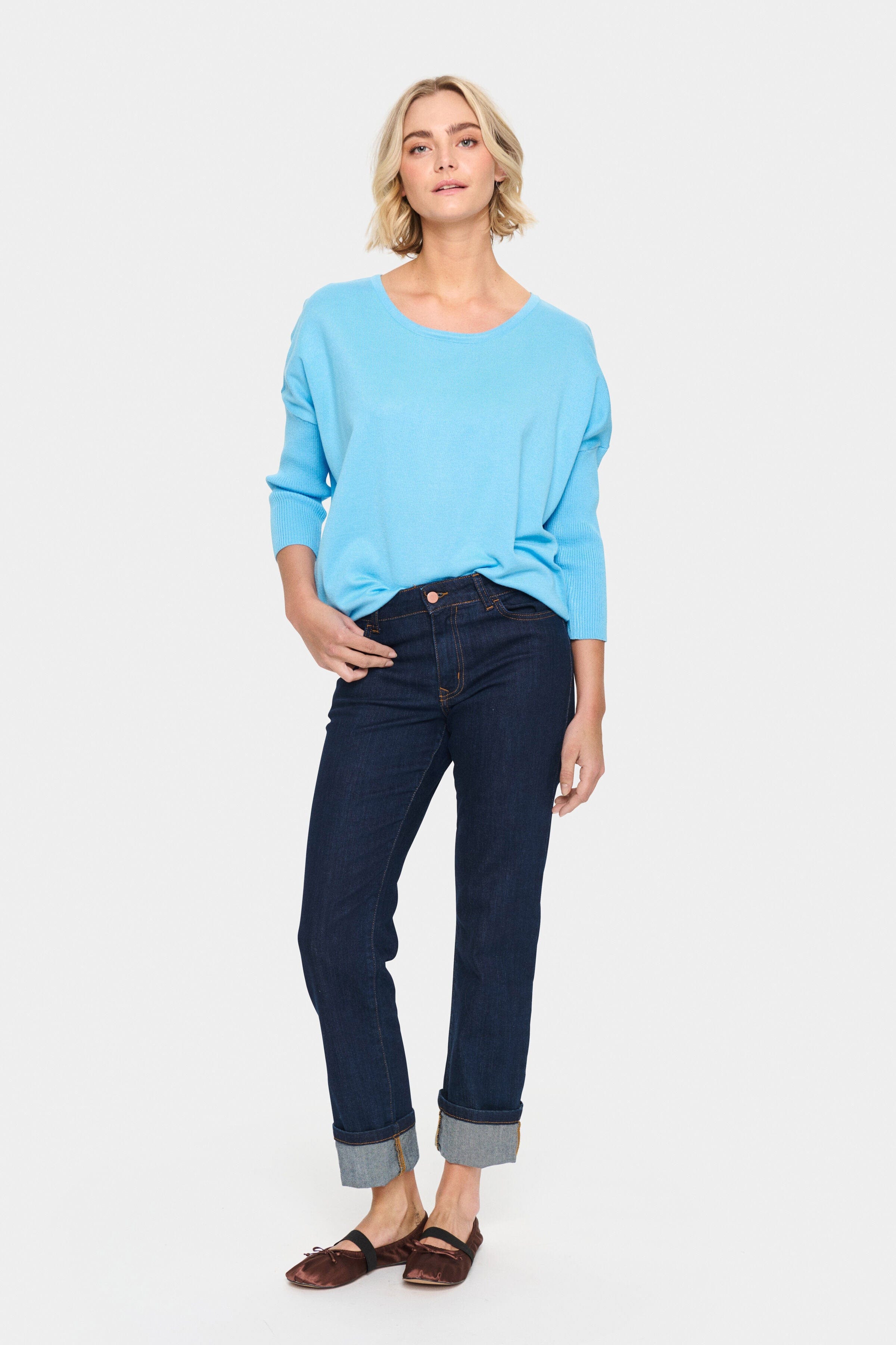 Saint Tropez Mila Round Neck Jumper - Ethereal Blue