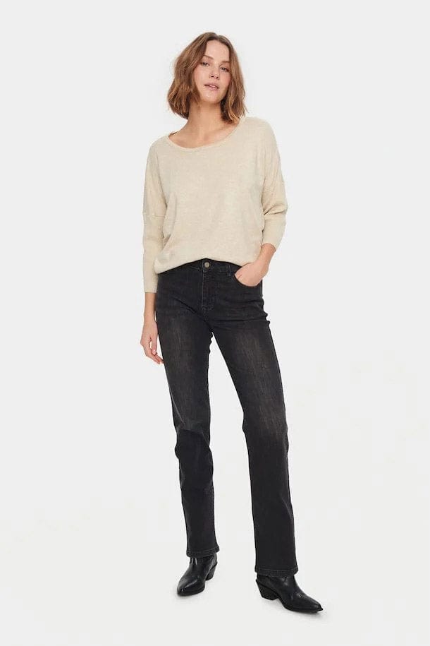 Saint Tropez Mila Round Neck Jumper - Jojoba Melange