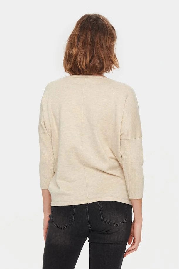 Saint Tropez Mila Round Neck Jumper - Jojoba Melange