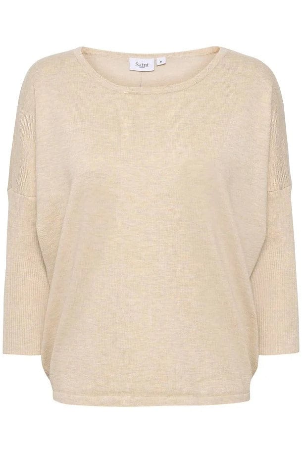 Saint Tropez Mila Round Neck Jumper - Jojoba Melange