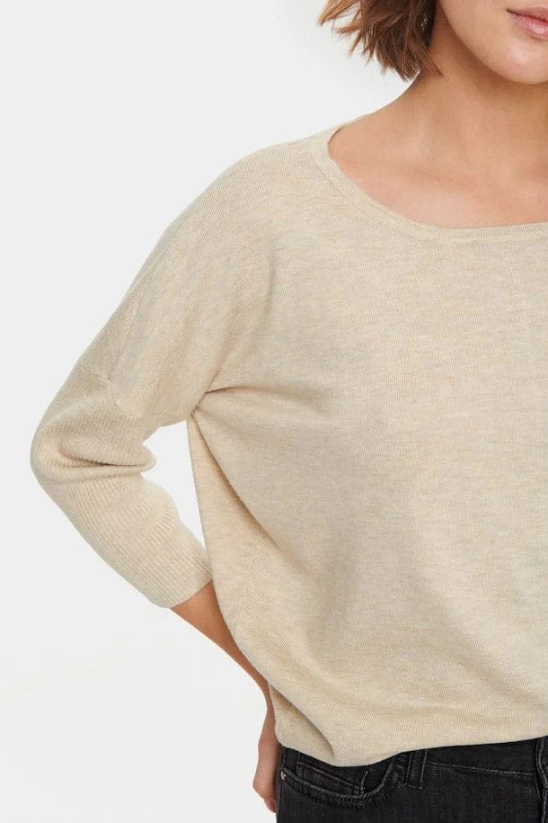 Saint Tropez Mila Round Neck Jumper - Jojoba Melange