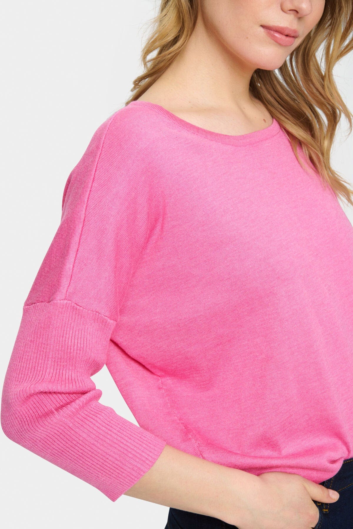 Saint Tropez Mila Round Neck Jumper - Pink Cosmos Melange