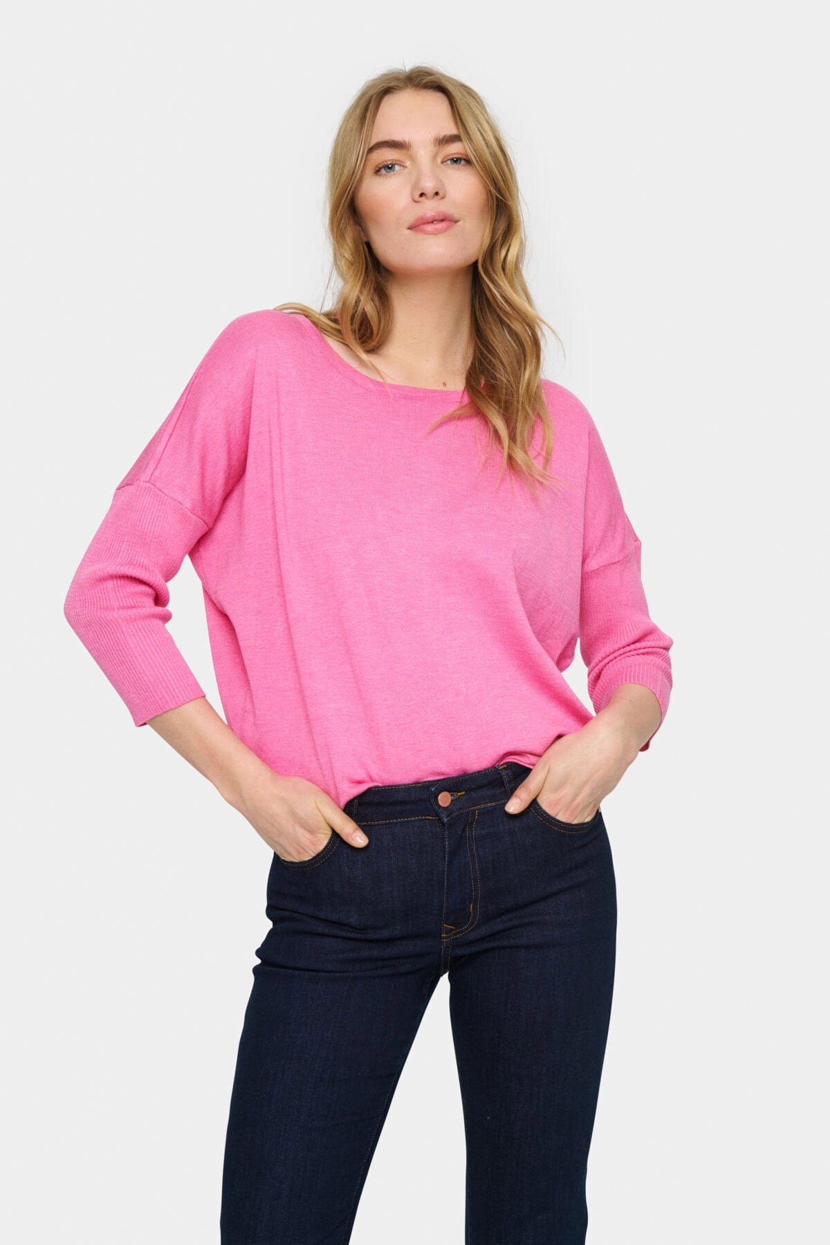 Saint Tropez Mila Round Neck Jumper - Pink Cosmos Melange