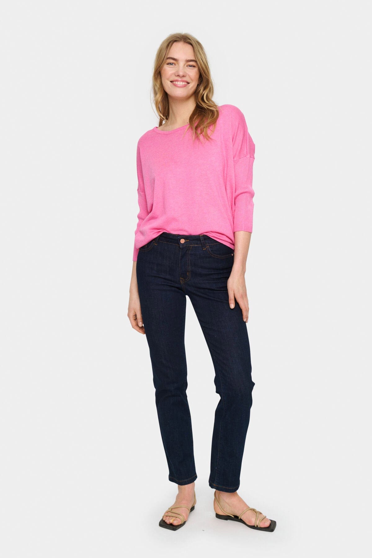Saint Tropez Mila Round Neck Jumper - Pink Cosmos Melange