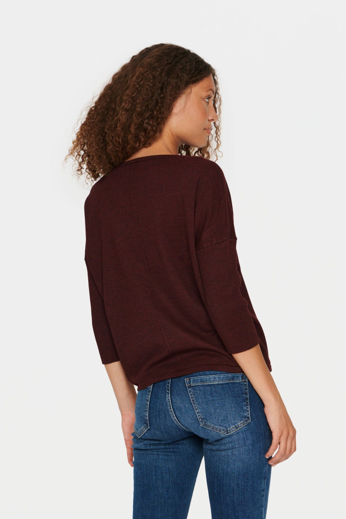 Saint Tropez Mila Round Neck Jumper - Tawny Port Melange
