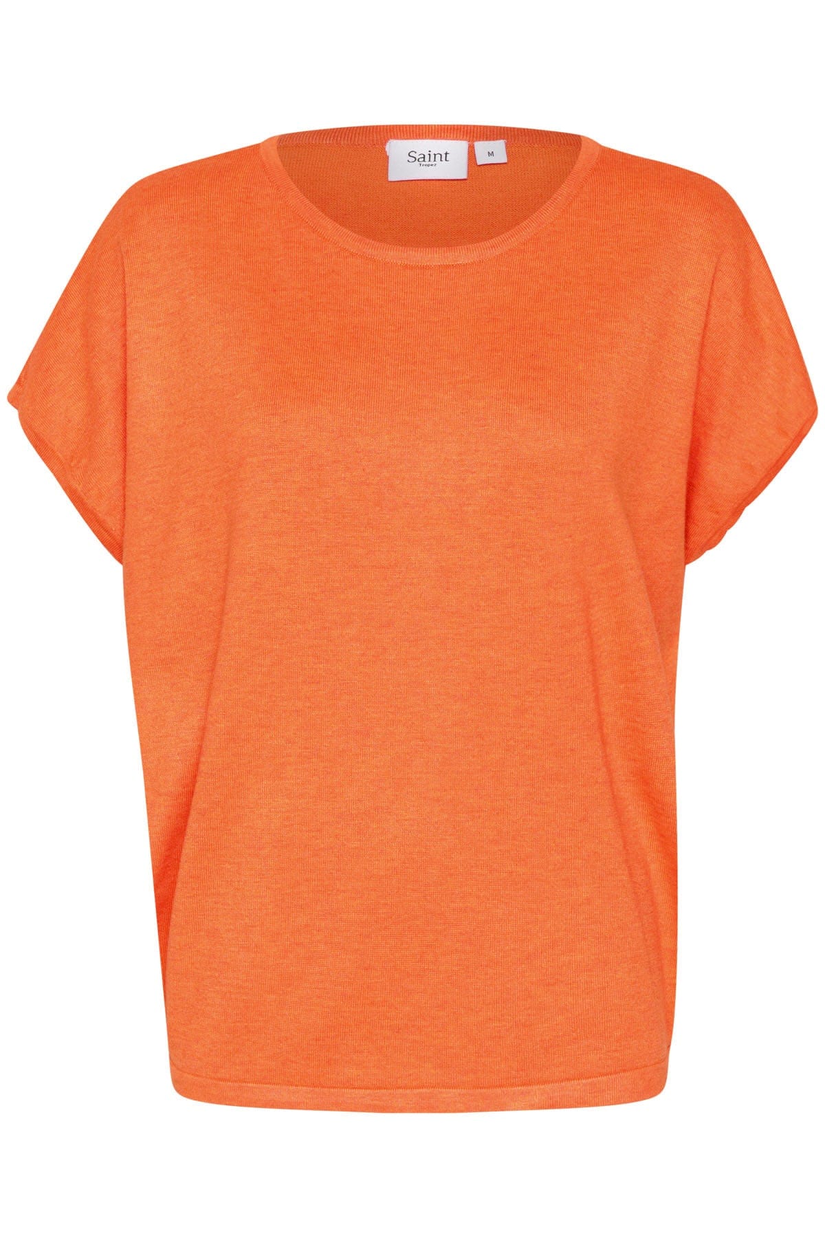 Saint Tropez Mila Round Neck Short Sleeve Jumper - Apricot Melange