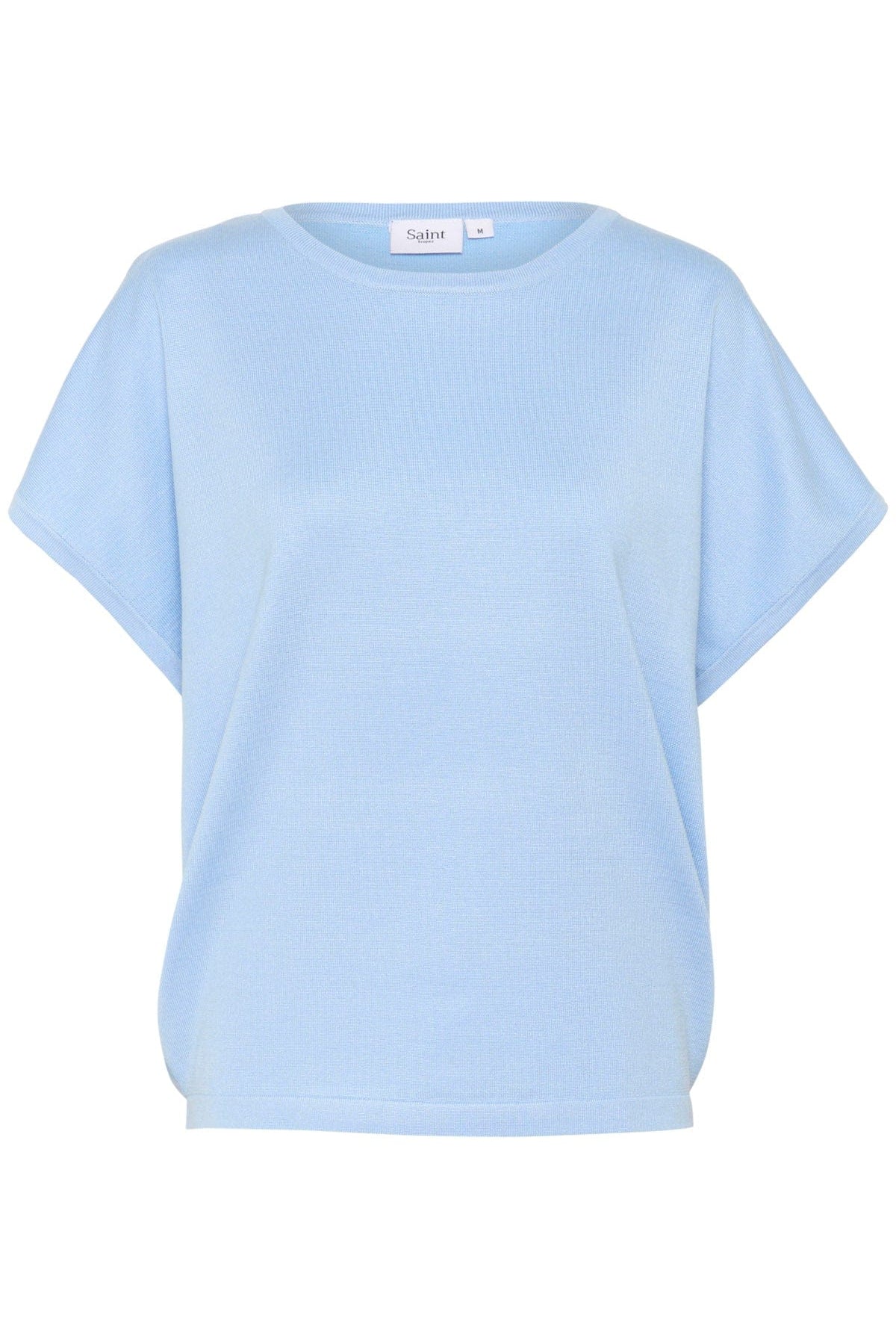 Saint Tropez Mila Round Neck Short Sleeve Jumper - Chambray Blue