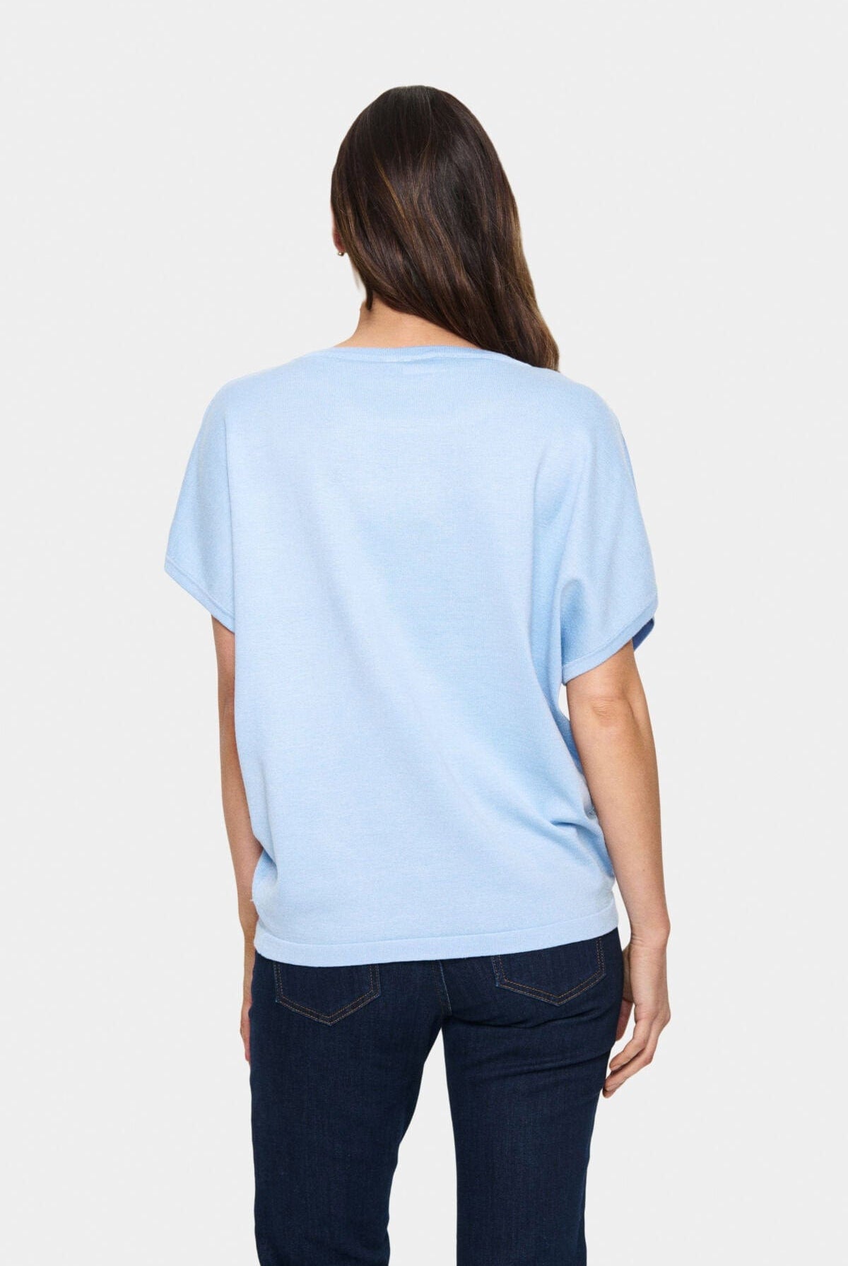 Saint Tropez Mila Round Neck Short Sleeve Jumper - Chambray Blue