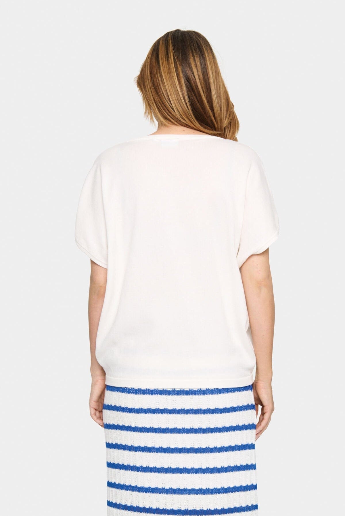 Saint Tropez Mila Round Neck Short Sleeve Jumper - Ice