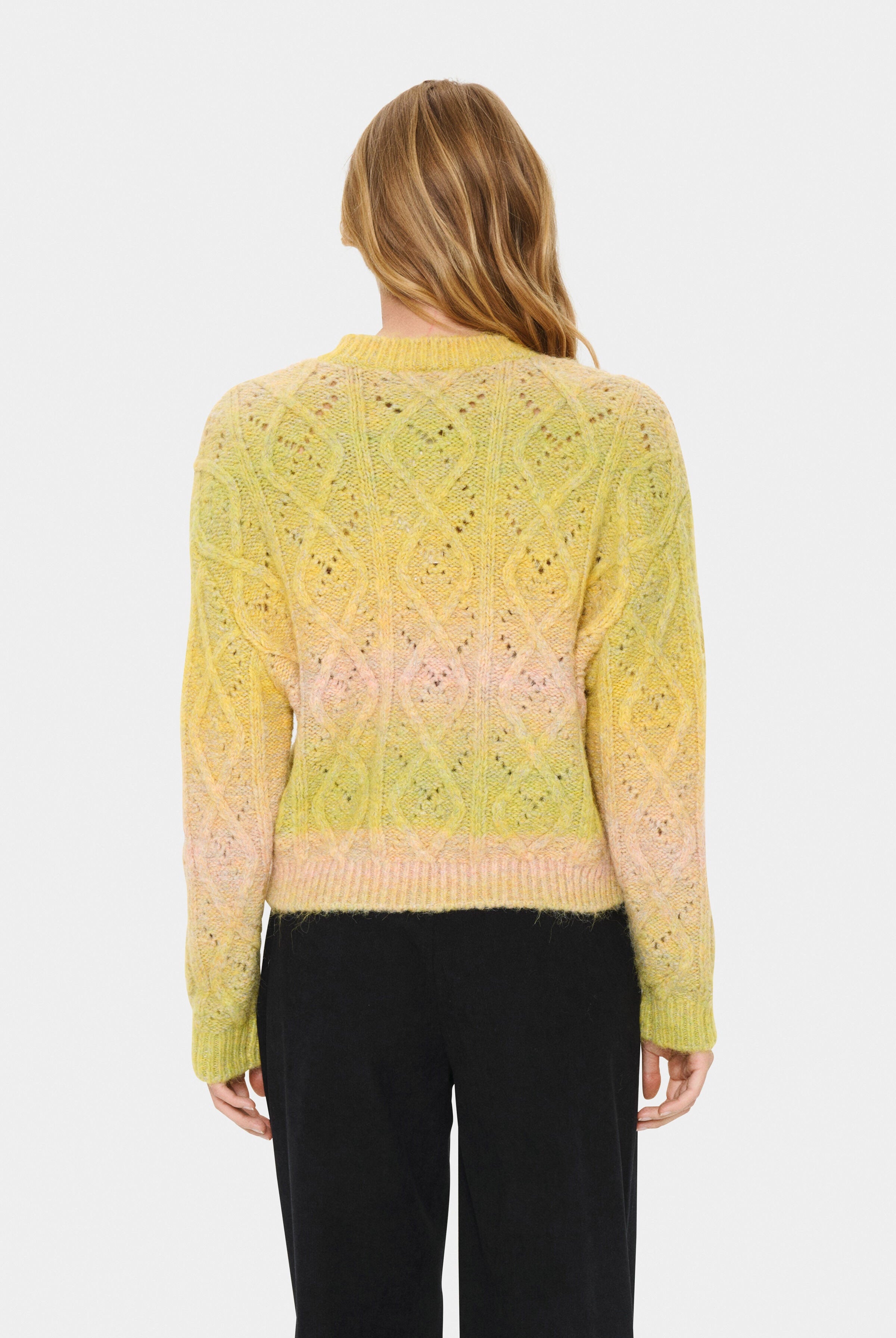 Saint Tropez Morgan Diamond Knit Jumper - Misted Yellow Melange