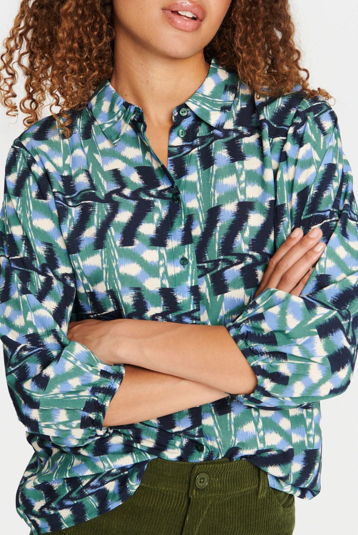 Saint Tropez Palavi Printed Shirt - Dark Forest Ethnic Art