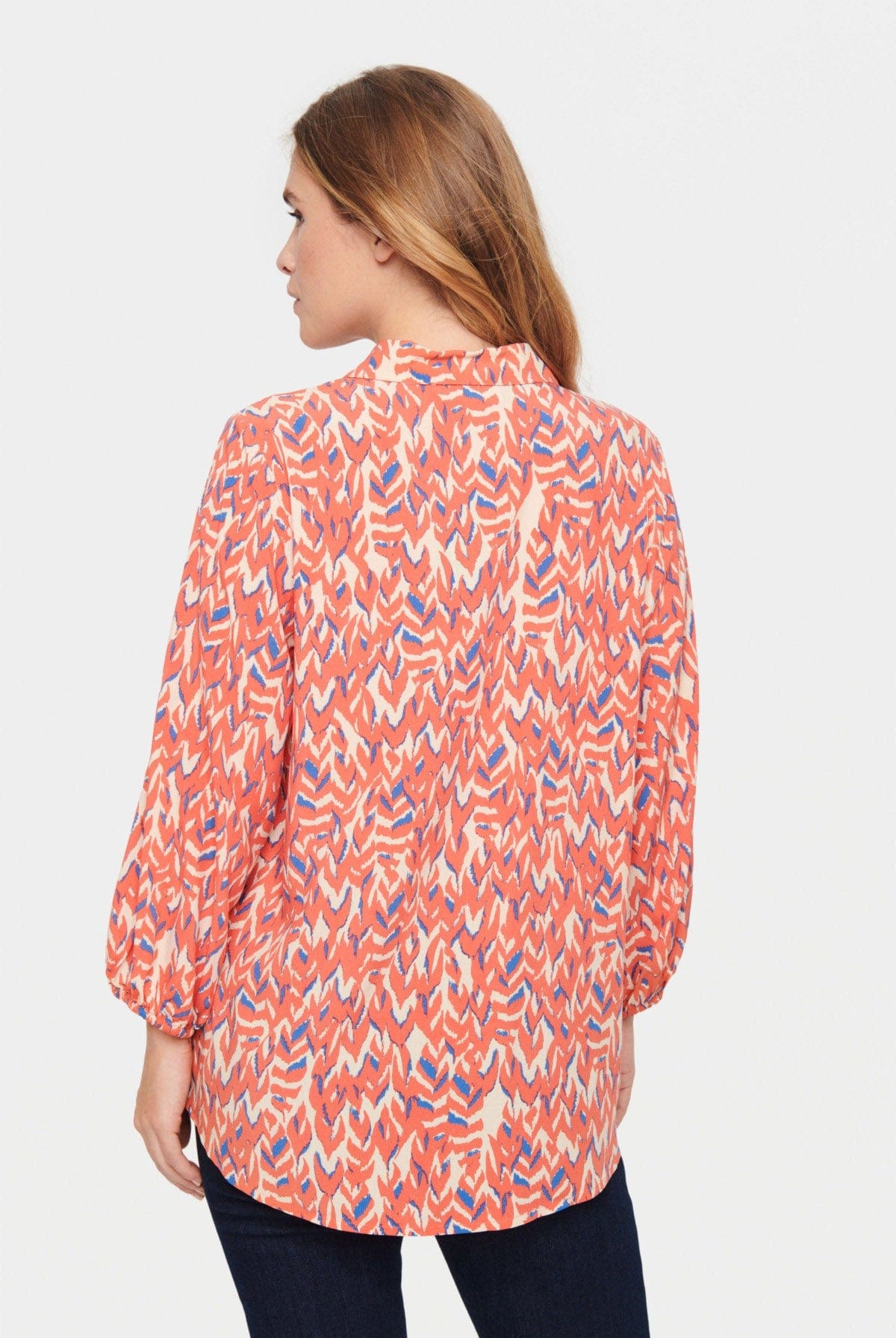 Saint Tropez Palavi Printed Shirt - Sea Coral Soft Leaves