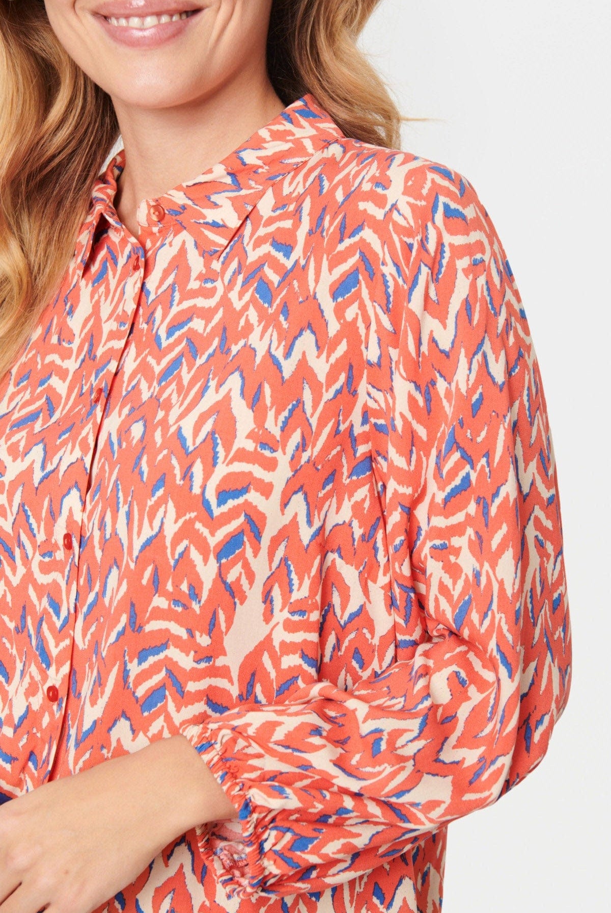 Saint Tropez Palavi Printed Shirt - Sea Coral Soft Leaves