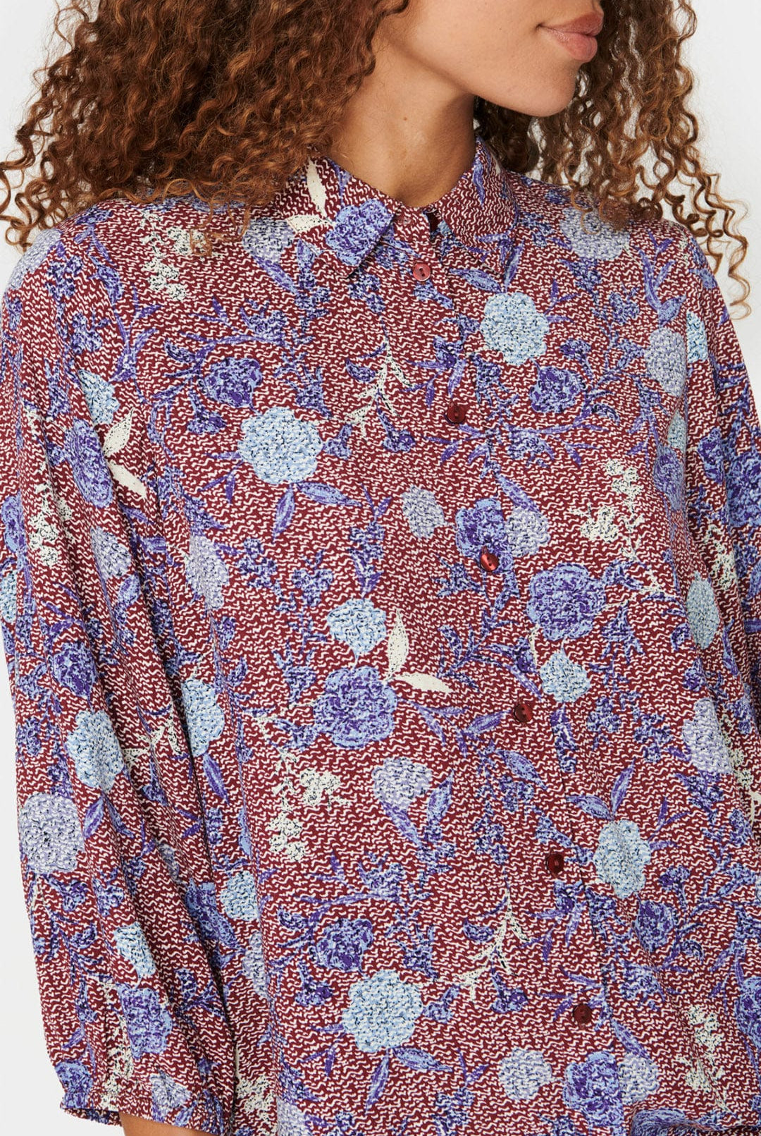 Saint Tropez Palavi Printed Shirt - Tawny Port Botanical Garden