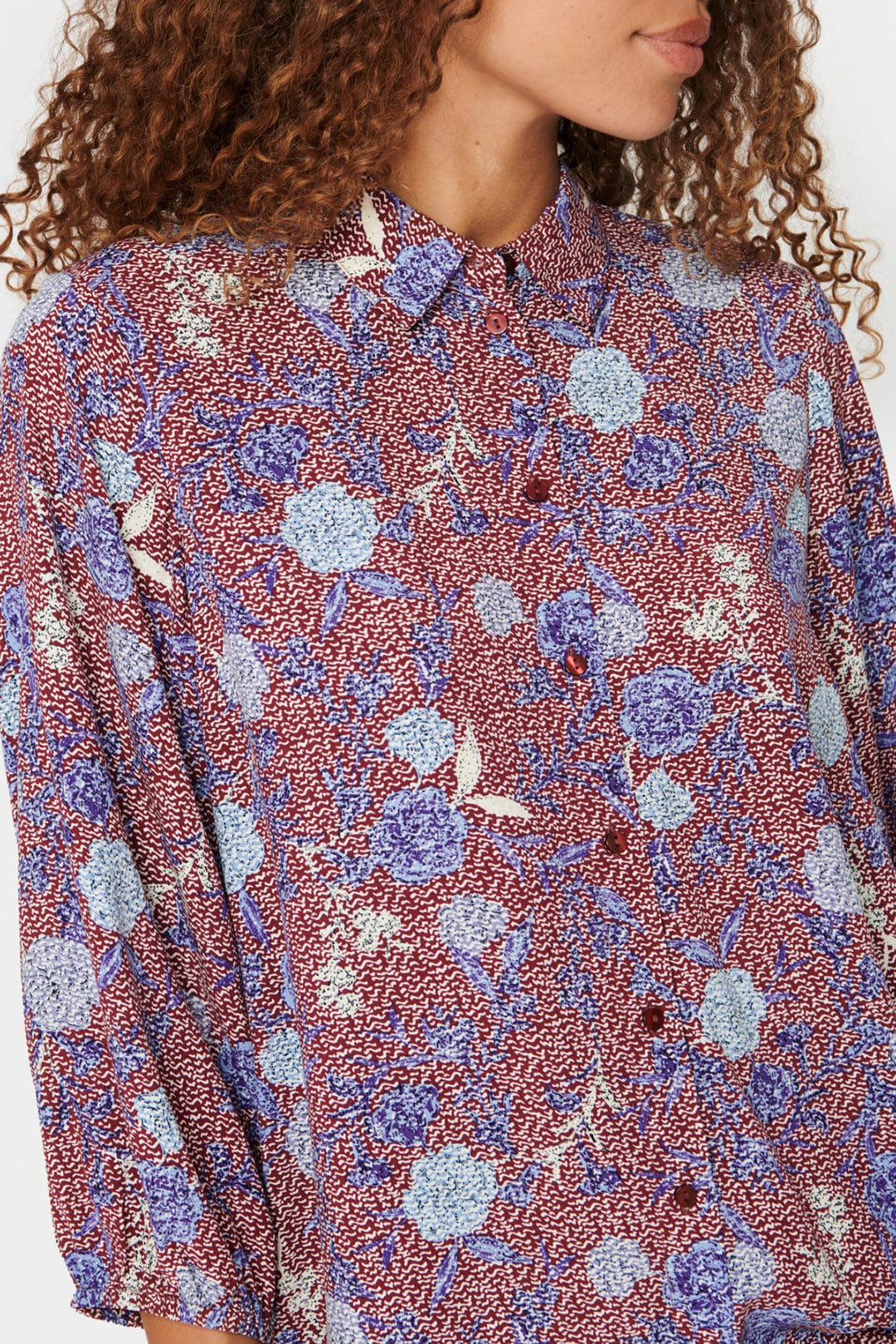 Saint Tropez Palavi Printed Shirt - Tawny Port Botanical Garden