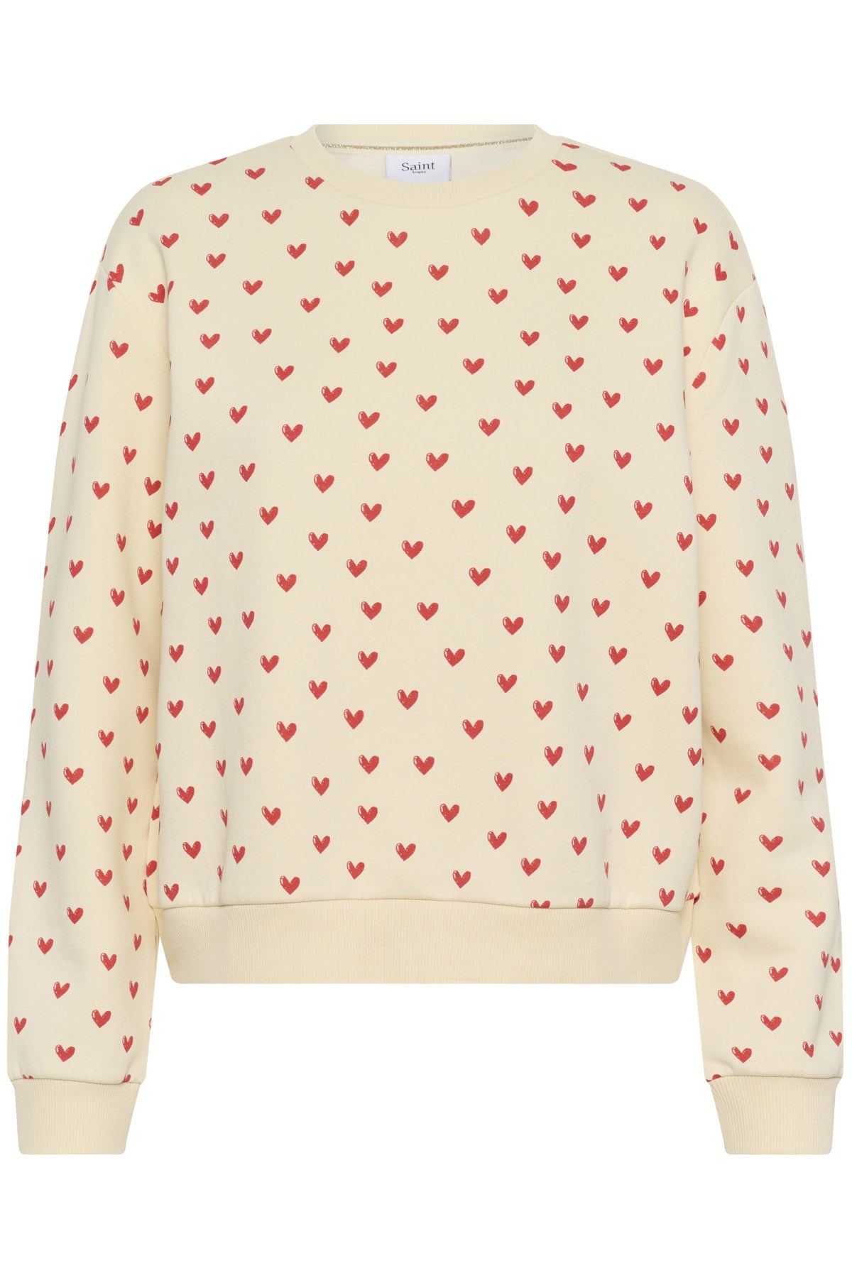Saint Tropez Pamma Printed Sweatshirt - Off White Red Sketched Hearts