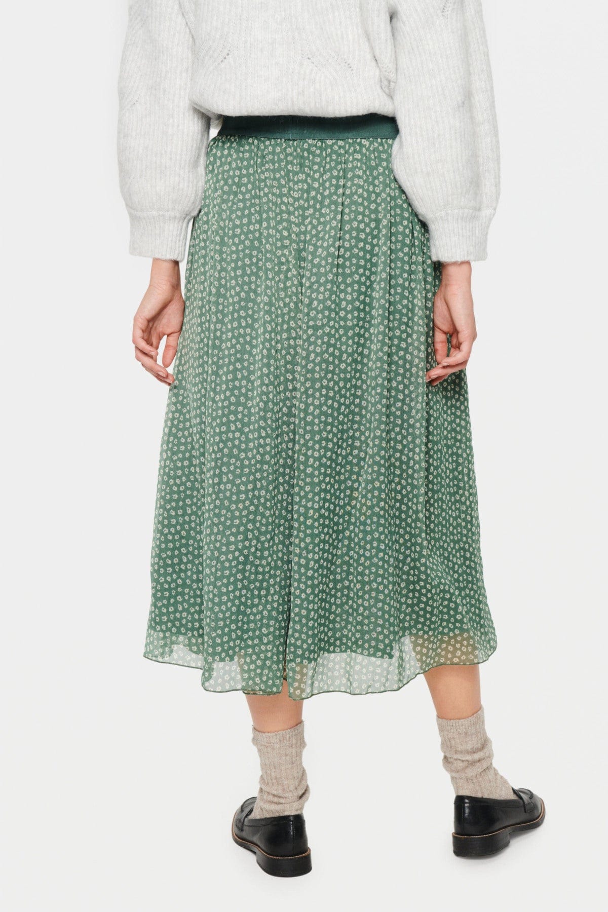 Saint Tropez Toral Midi Skirt - Dark Forest Mini Flower Shadow