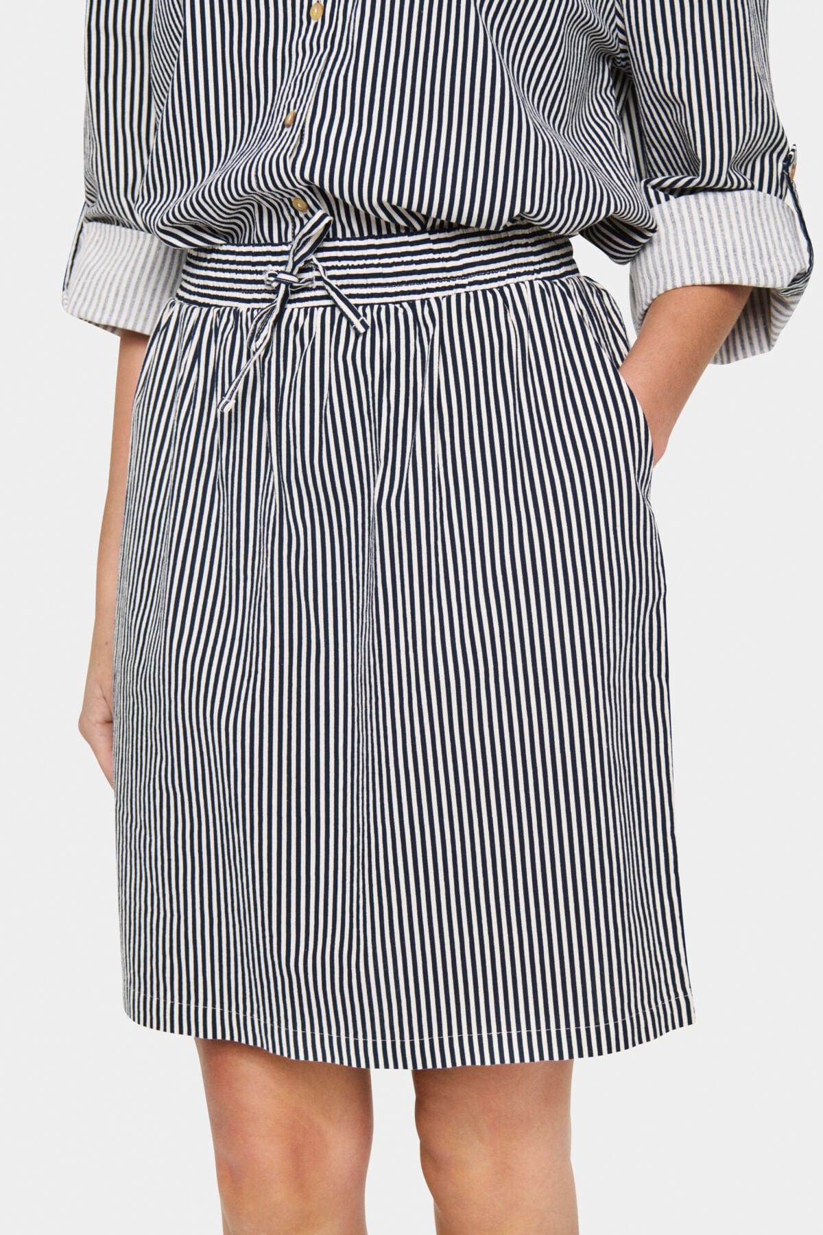 Saint Tropez Zalinda Cotton Stripe Skirt - Ice Nightsky Stripe