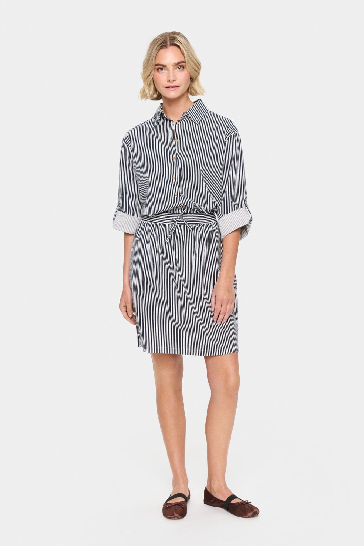 Saint Tropez Zalinda Cotton Stripe Skirt - Ice Nightsky Stripe