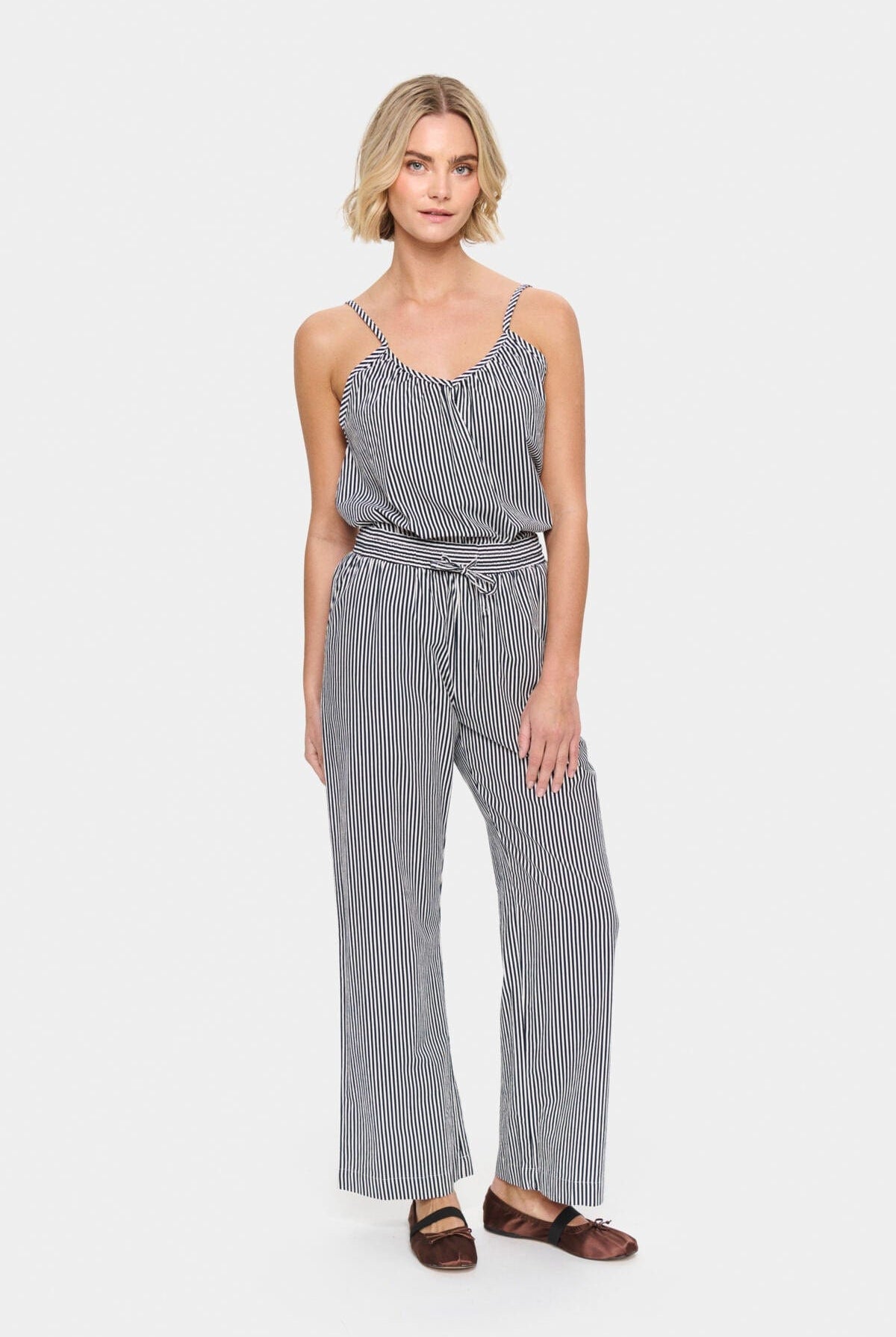Saint Tropez Zalinda Cotton Stripe Trousers - Ice Nightsky Stripe