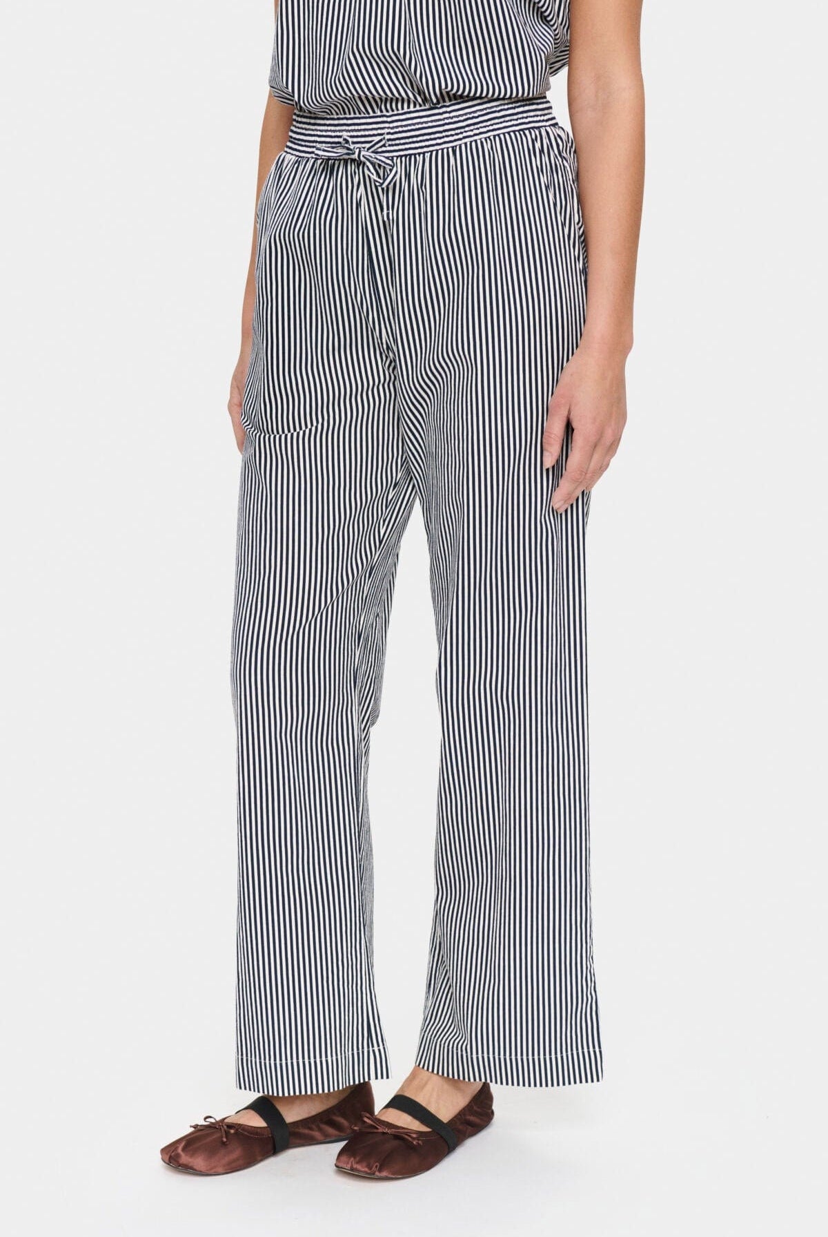 Saint Tropez Zalinda Cotton Stripe Trousers - Ice Nightsky Stripe