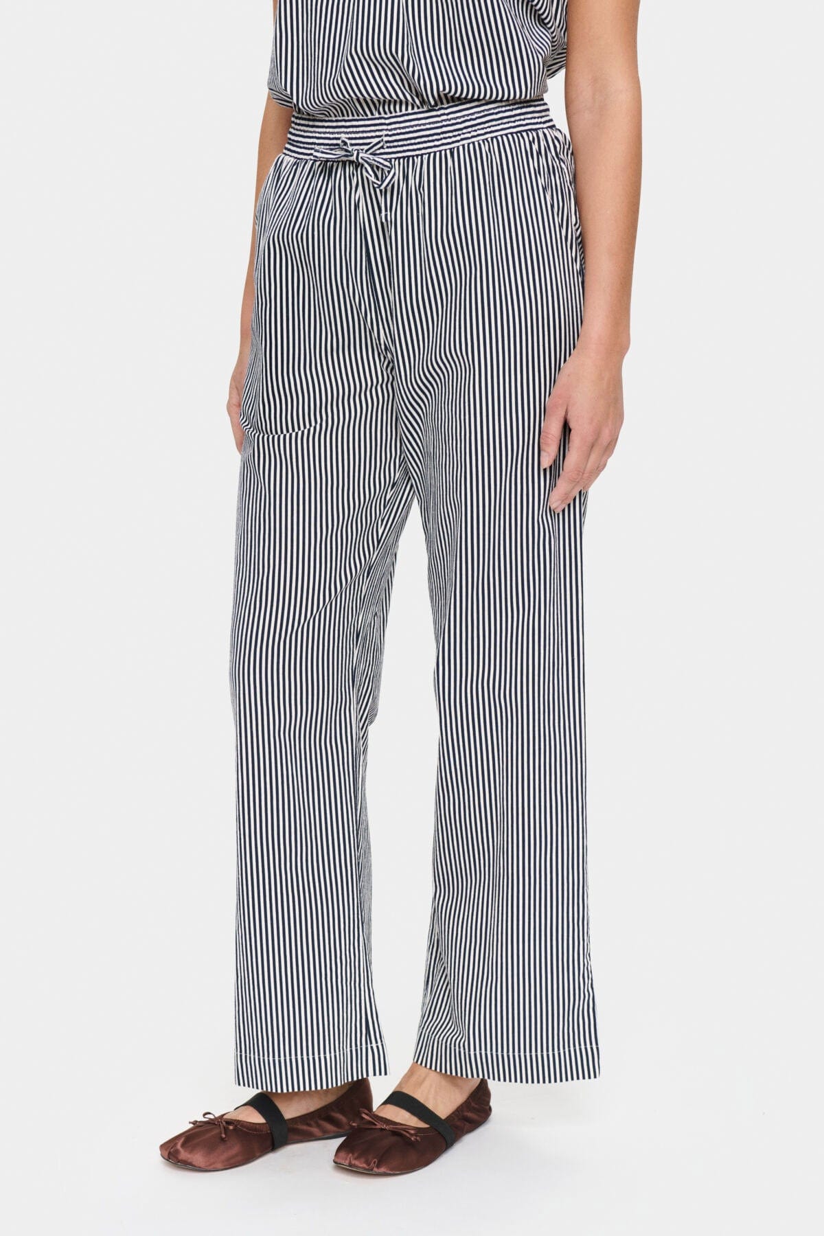 Saint Tropez Zalinda Cotton Stripe Trousers - Ice Nightsky Stripe