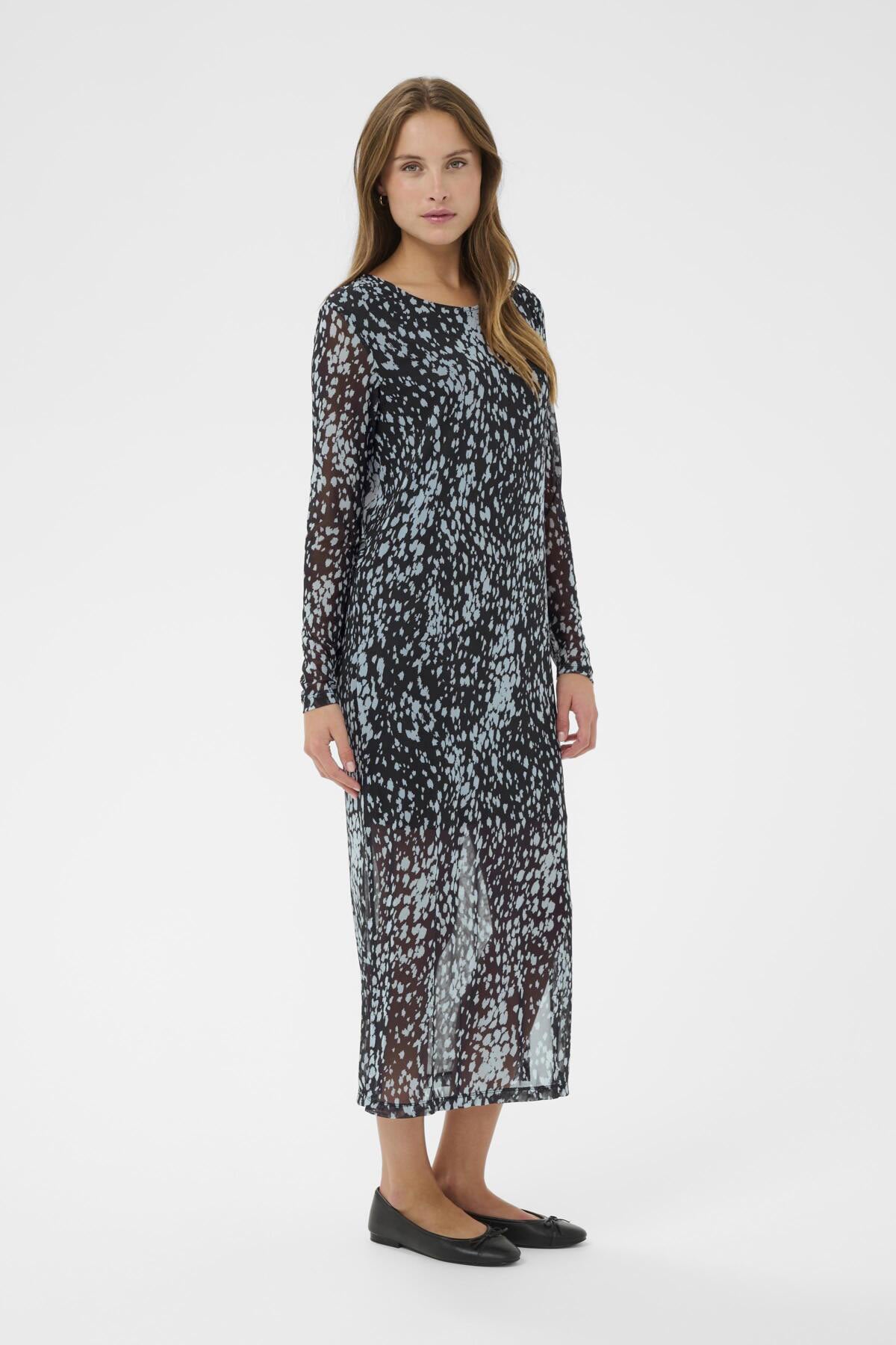 Saint Tropez Zulvir Mesh Midi Dress - Nightsky Spotty Animal