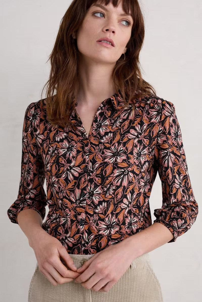Seasalt 3/4 Embrace Jersey Shirt - Mallow Blooms Pink Grass