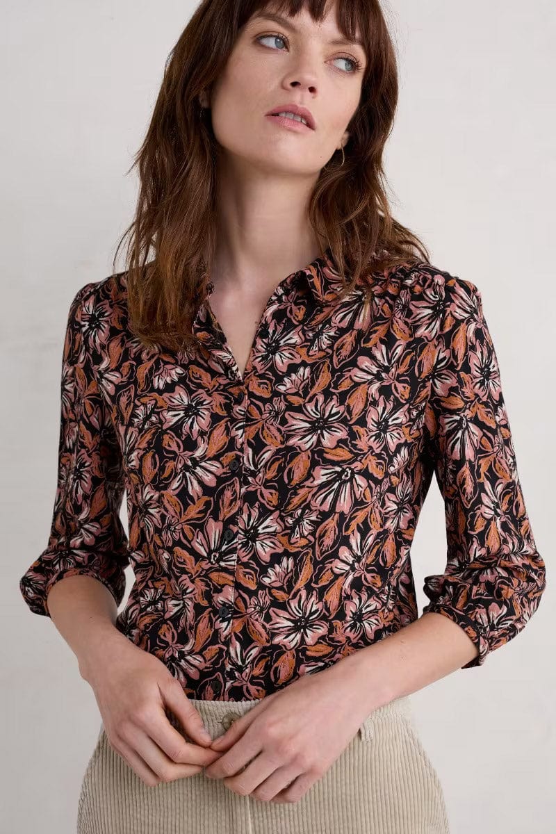 Seasalt 3/4 Embrace Jersey Shirt - Mallow Blooms Pink Grass