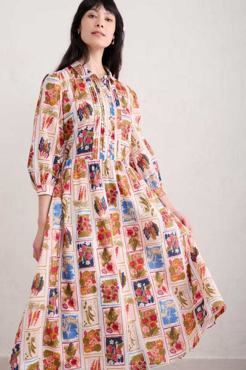 Seasalt 3/4 True Letter Midi Dress - Seed Pack Sketch Chalk