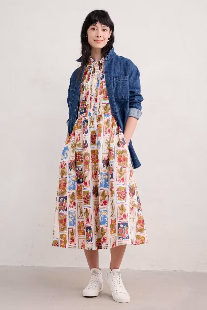 Seasalt 3/4 True Letter Midi Dress - Seed Pack Sketch Chalk