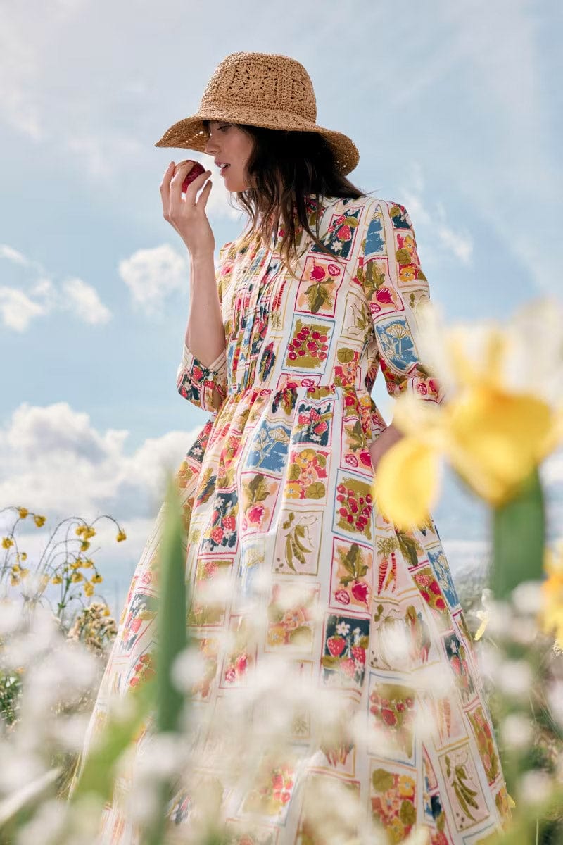 Seasalt 3/4 True Letter Midi Dress - Seed Pack Sketch Chalk