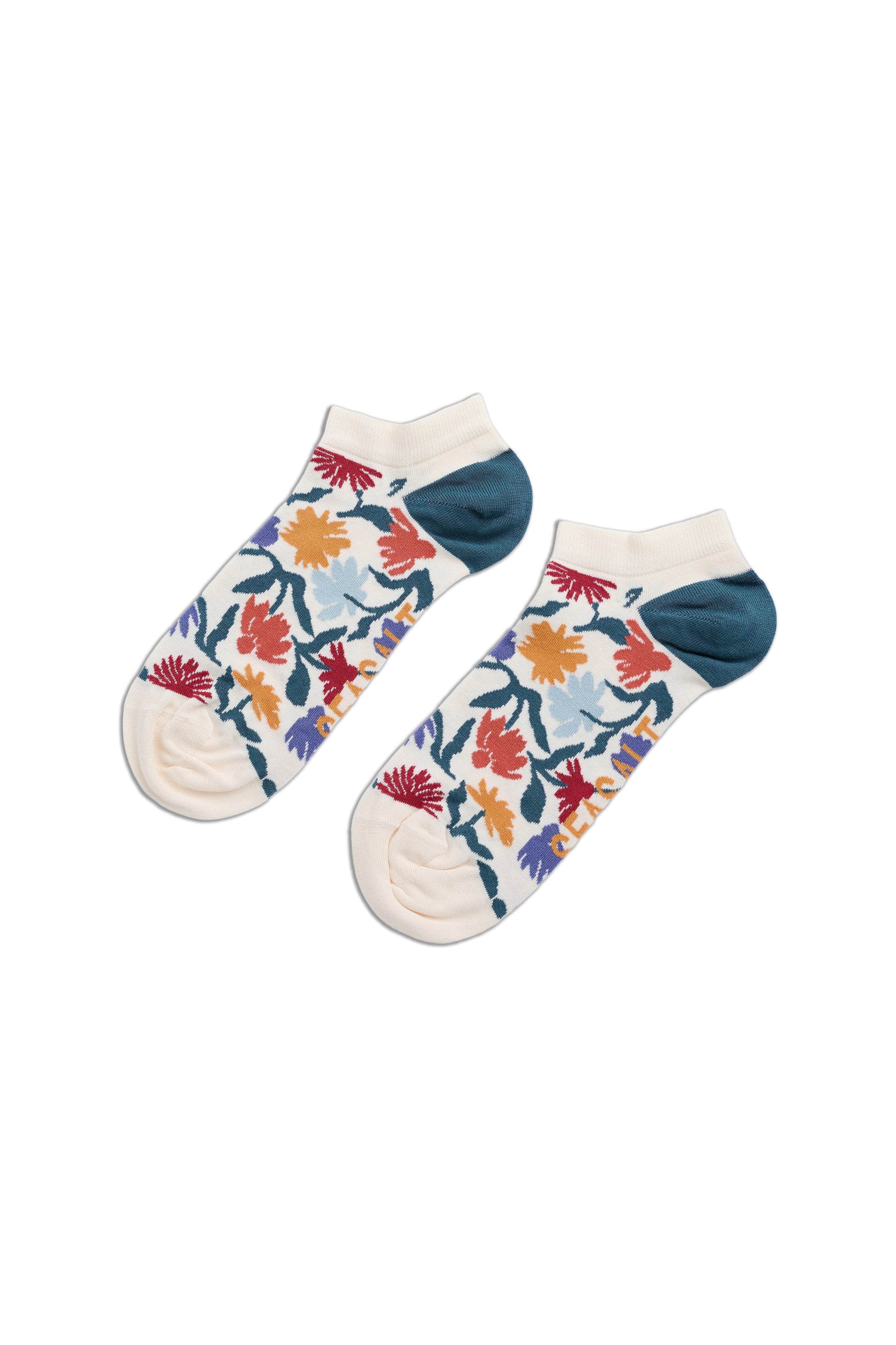 Seasalt Bamboo Arty Trainer Socks - Inked Flowers Multi B-AC17152_37628_OS