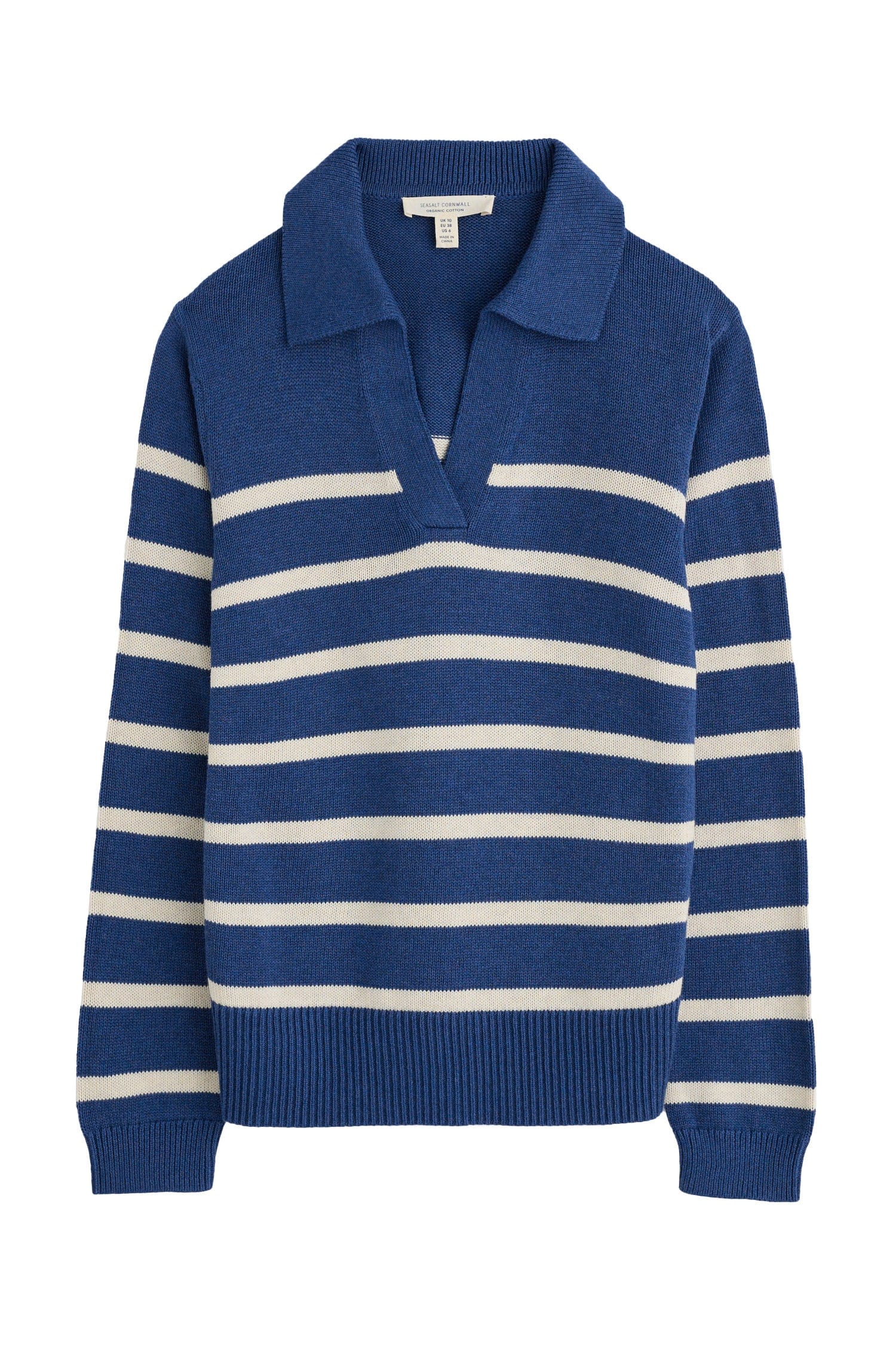 Seasalt Barbizan Collared Jumper - Veneer Washed Marine Chalk