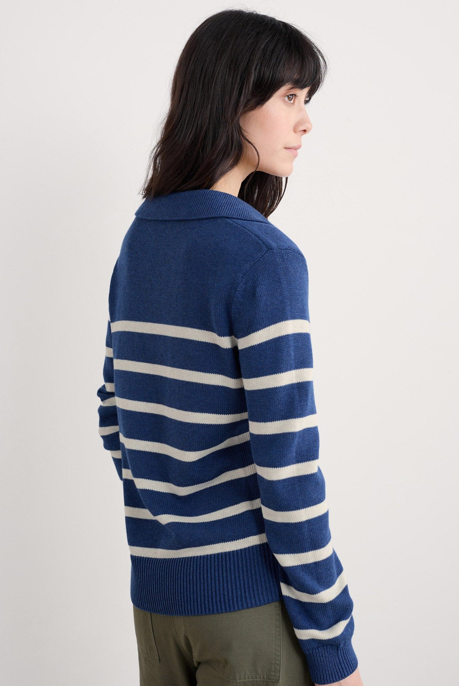 Seasalt Barbizan Collared Jumper - Veneer Washed Marine Chalk