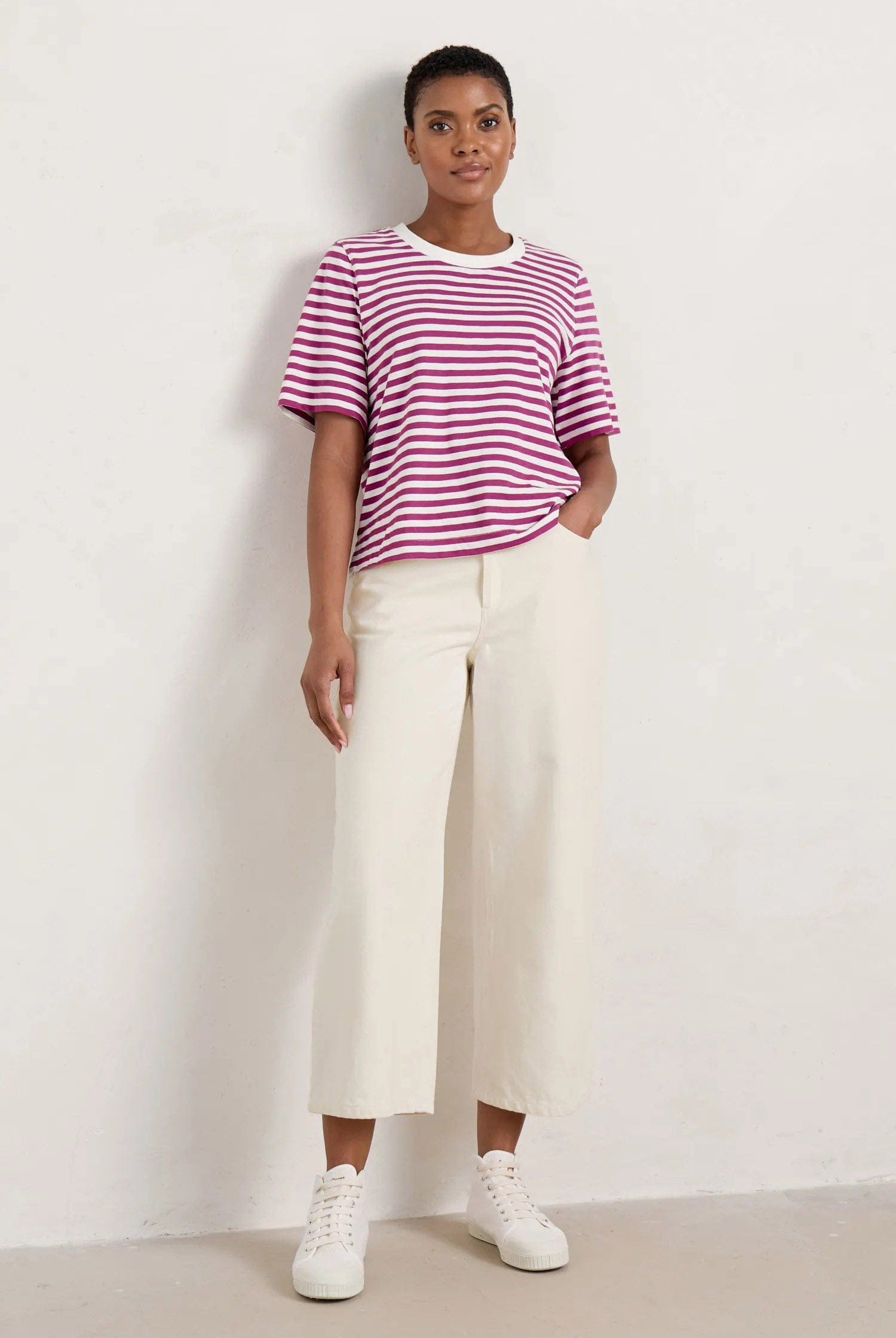 Seasalt Barnes Organic Cotton Denim Crops - Ecru Twill Slub