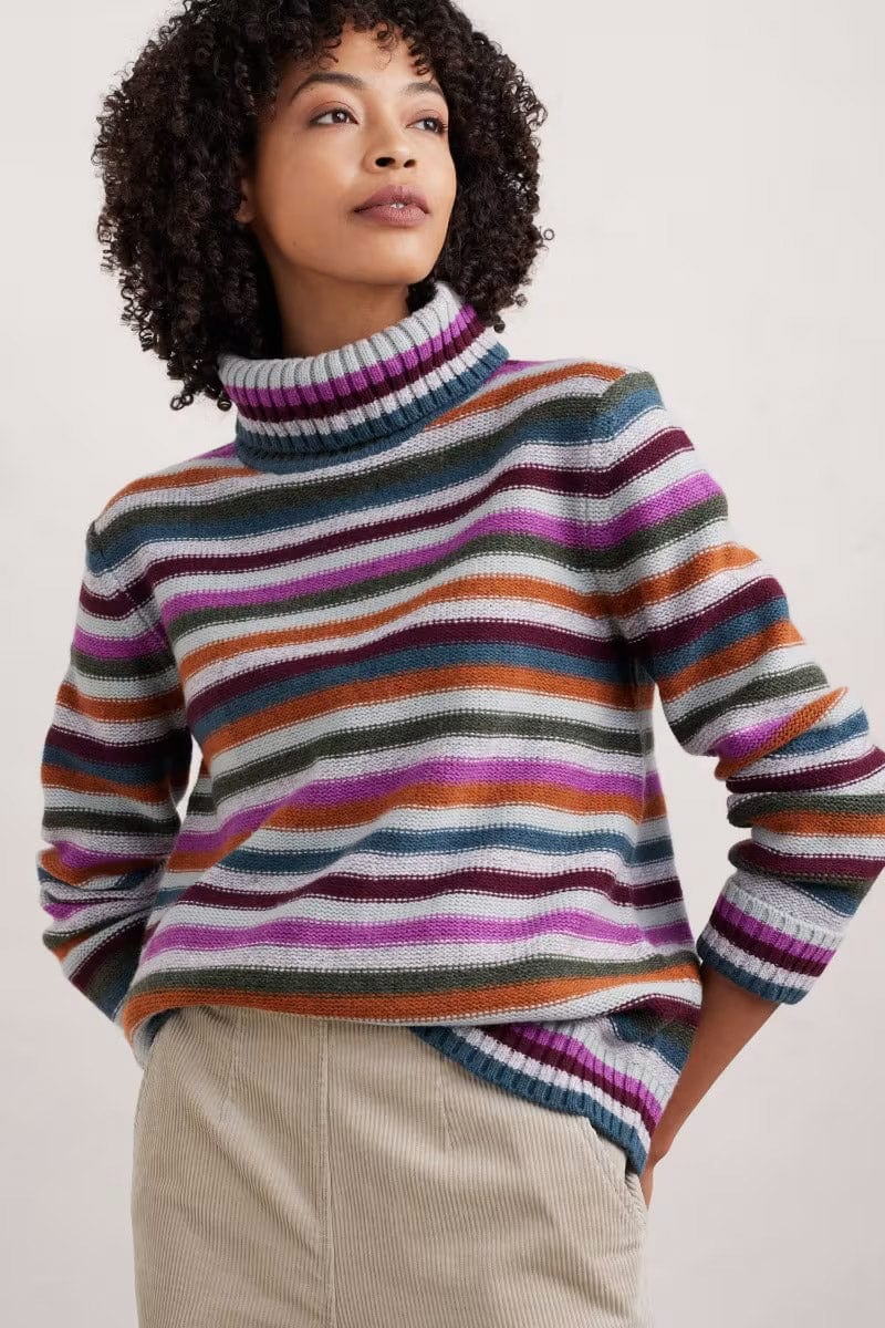 Seasalt Braque Stripe Wool Jumper - Wool Interplay Wild Orchid