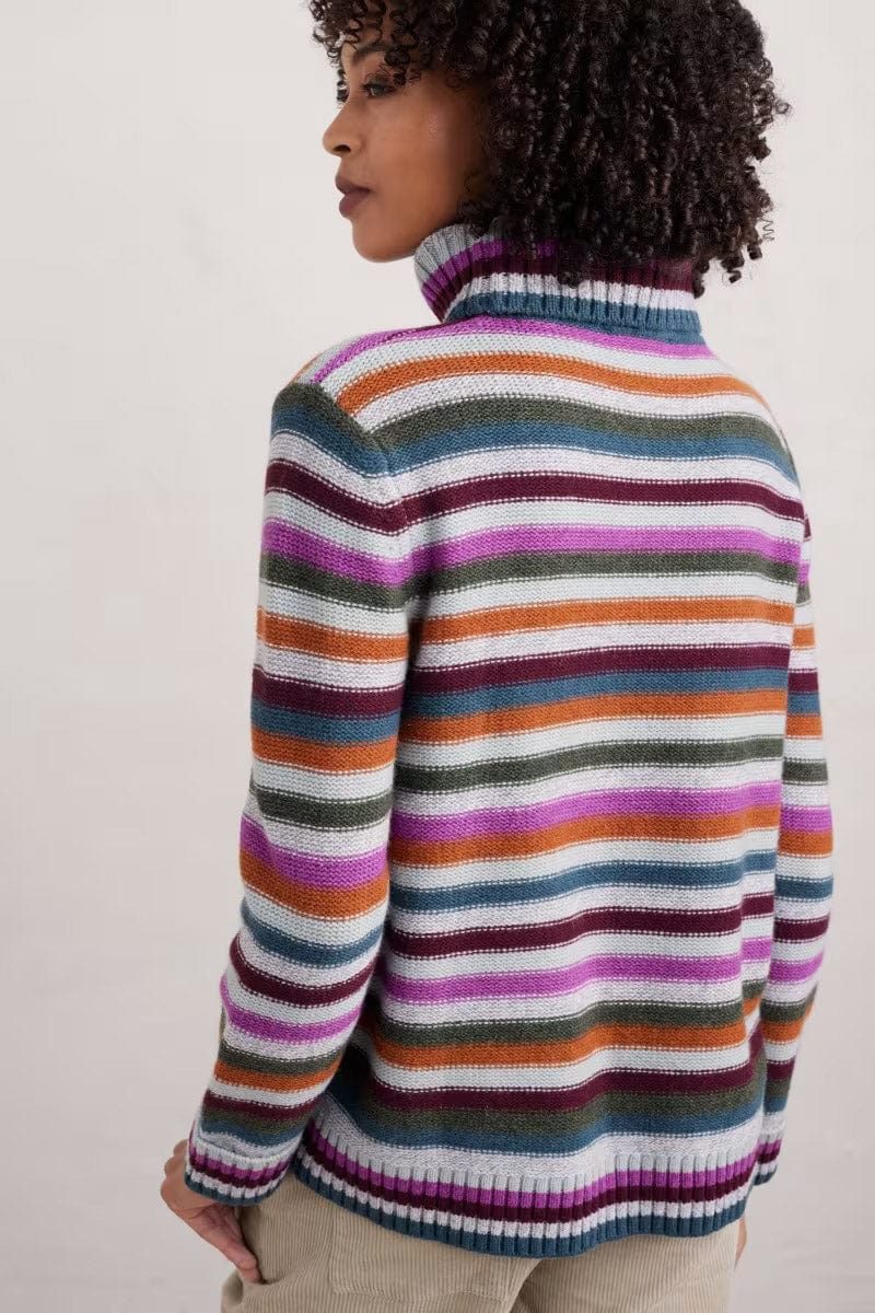 Seasalt Braque Stripe Wool Jumper - Wool Interplay Wild Orchid