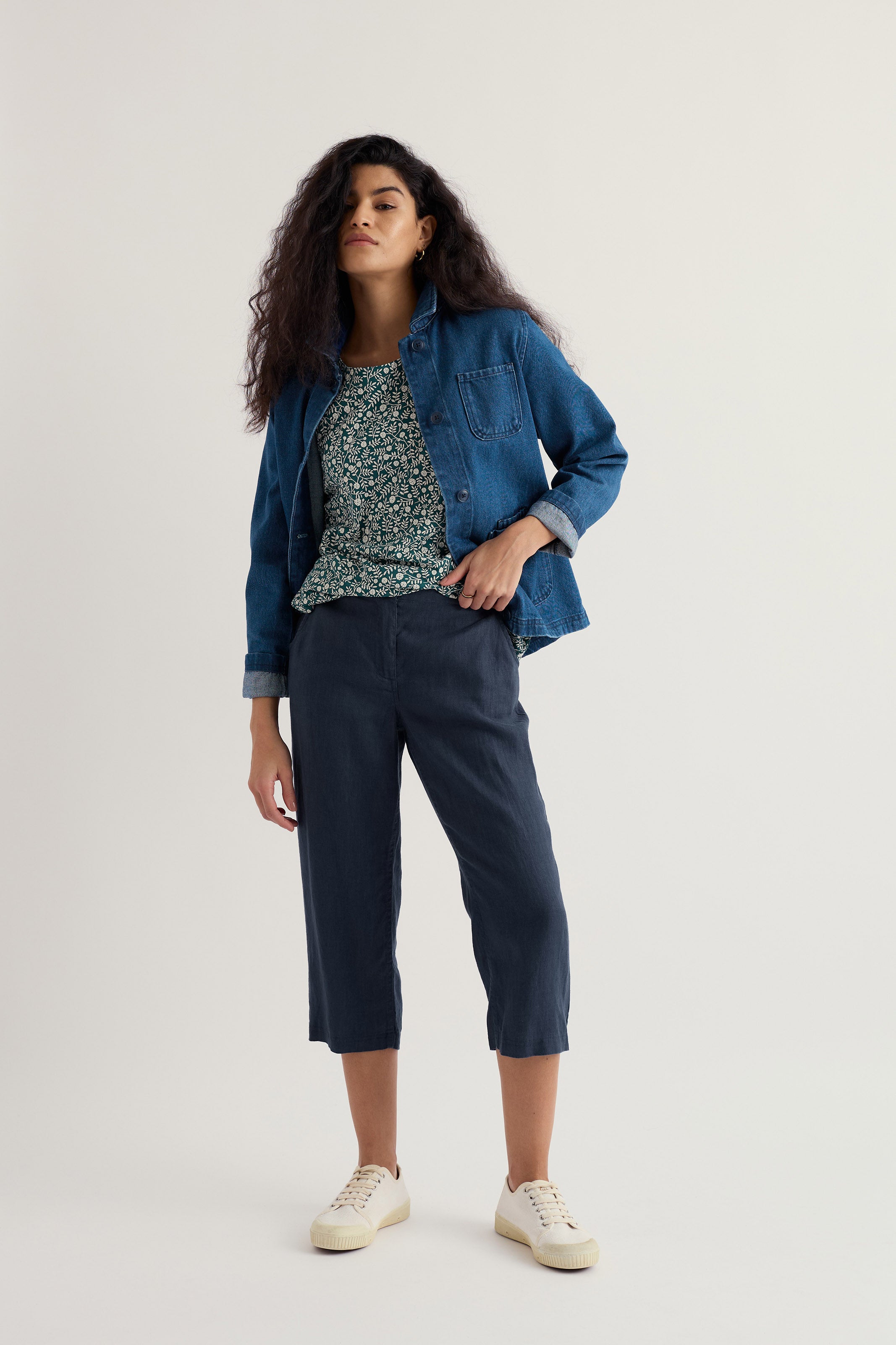 Seasalt Brawn Point Cropped Trousers - Maritime