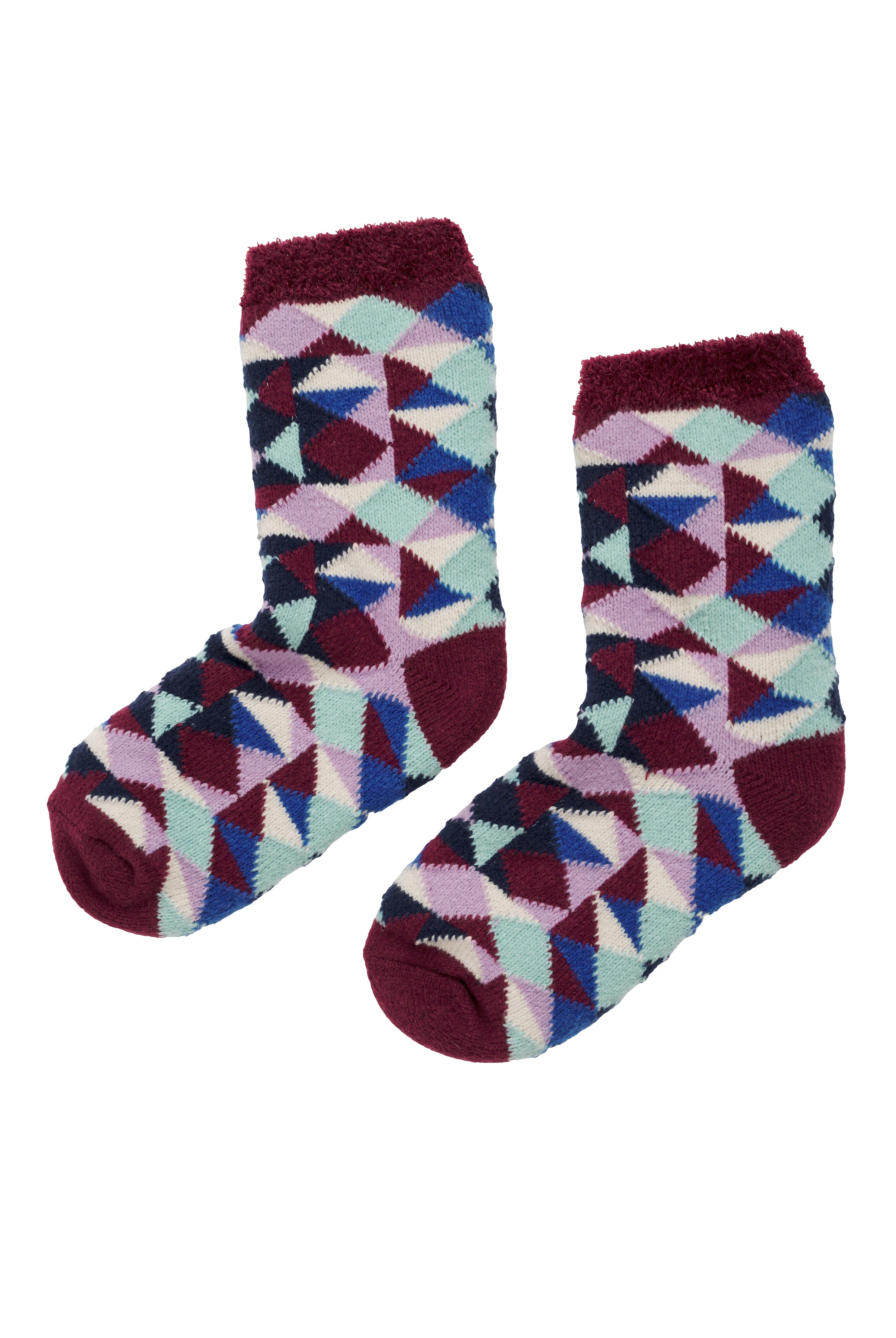 Seasalt Cabin Socks - Cabin Geo Burgandy Mix B-AC35086_36555_OS