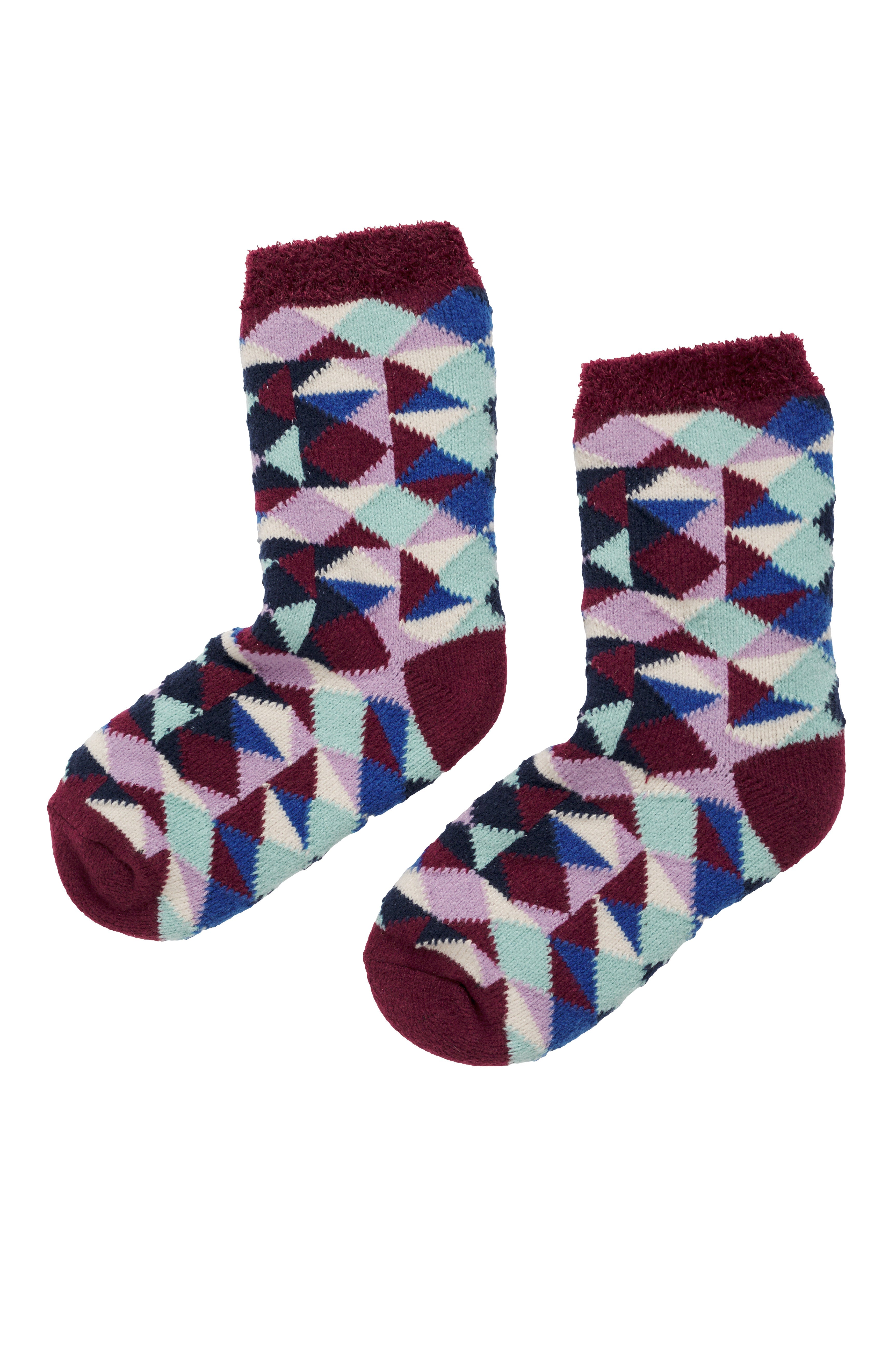 Seasalt Cabin Socks - Cabin Geo Burgandy Mix B-AC35086_36555_OS