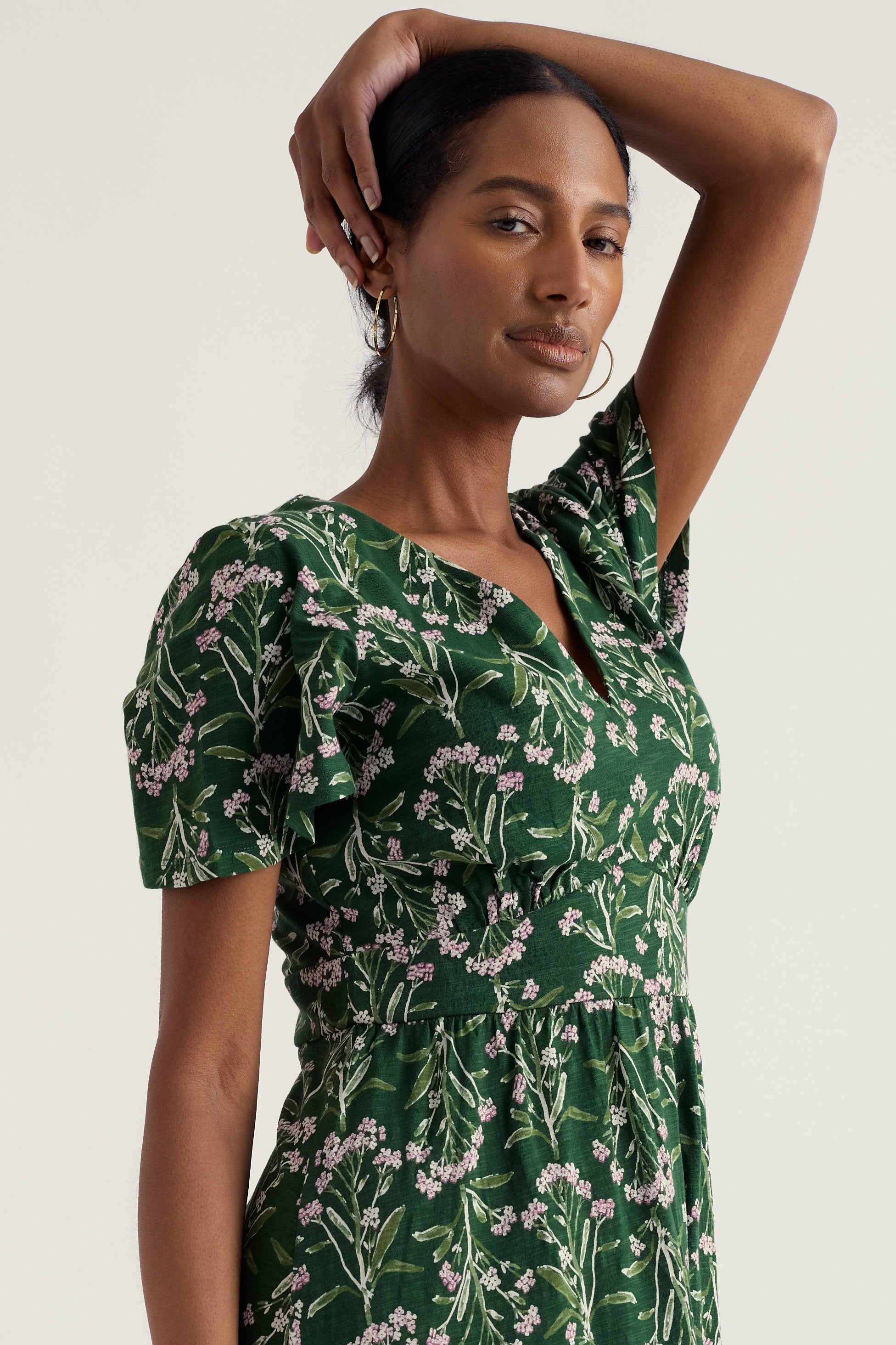 Seasalt Chateaux Cotton Midi Dress - Yarrow Study Treetop