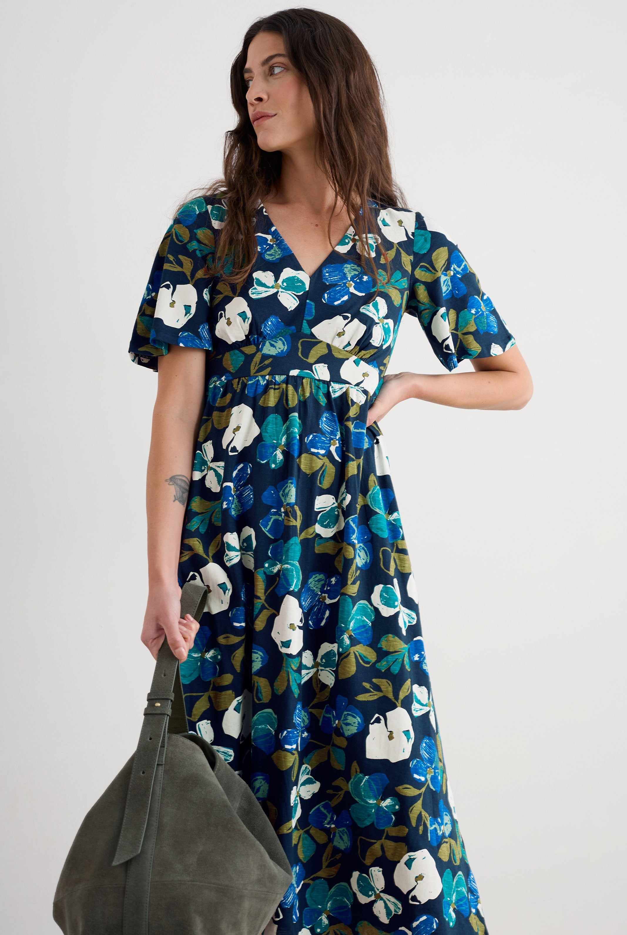 Seasalt Chateaux Half Sleeve Dress - Lamorna Bloom Maritime