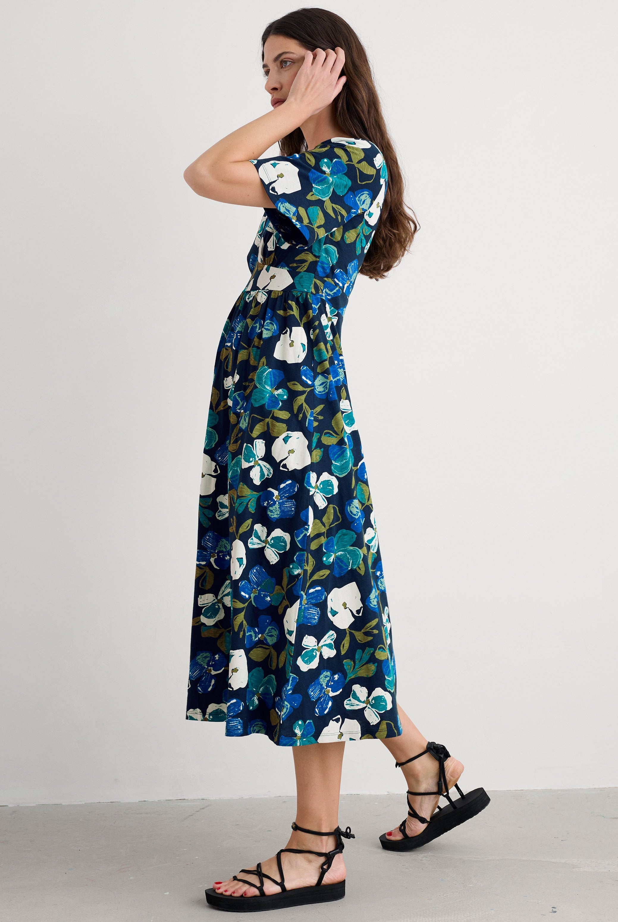 Seasalt Chateaux Half Sleeve Dress - Lamorna Bloom Maritime