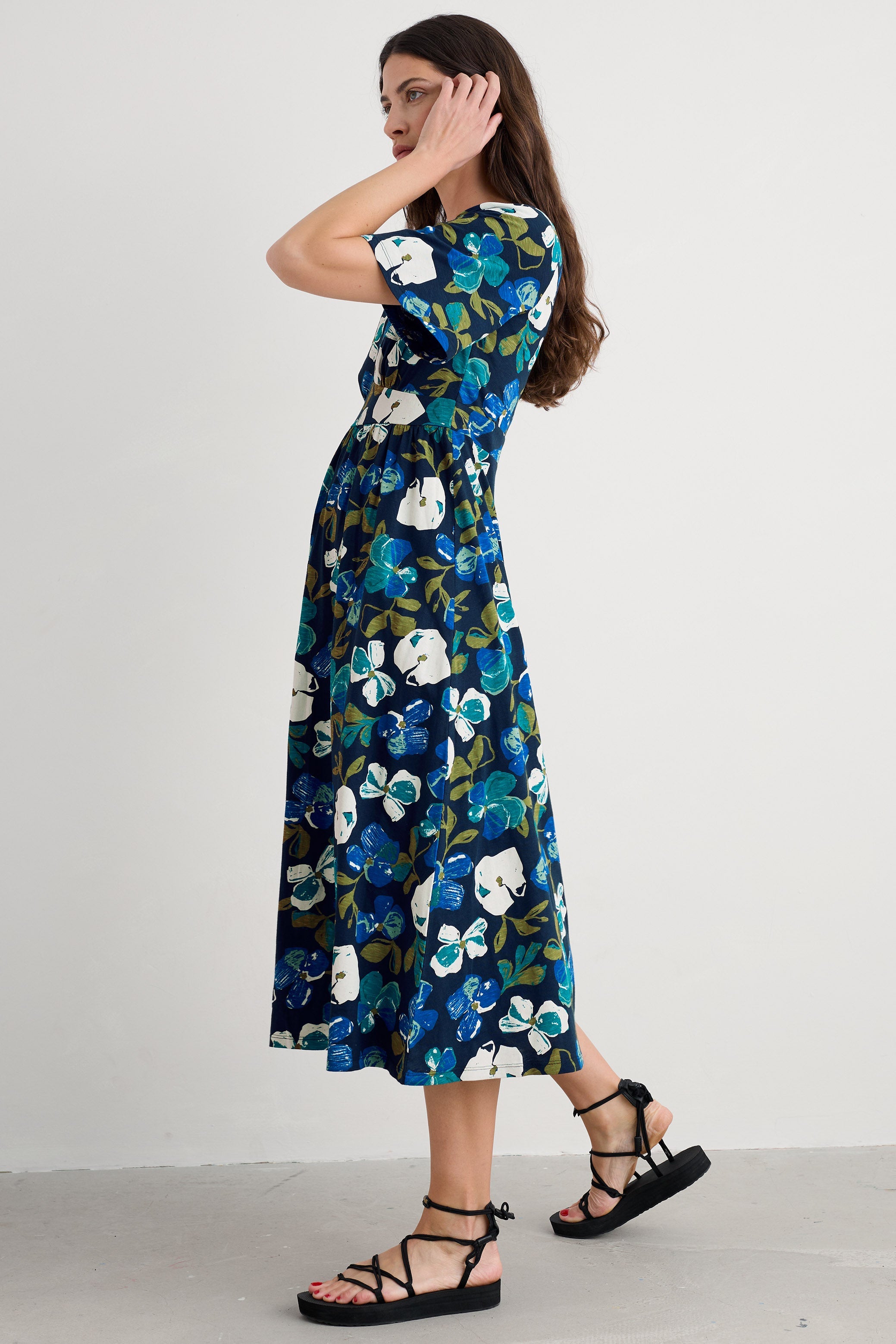 Seasalt Chateaux Half Sleeve Dress - Lamorna Bloom Maritime