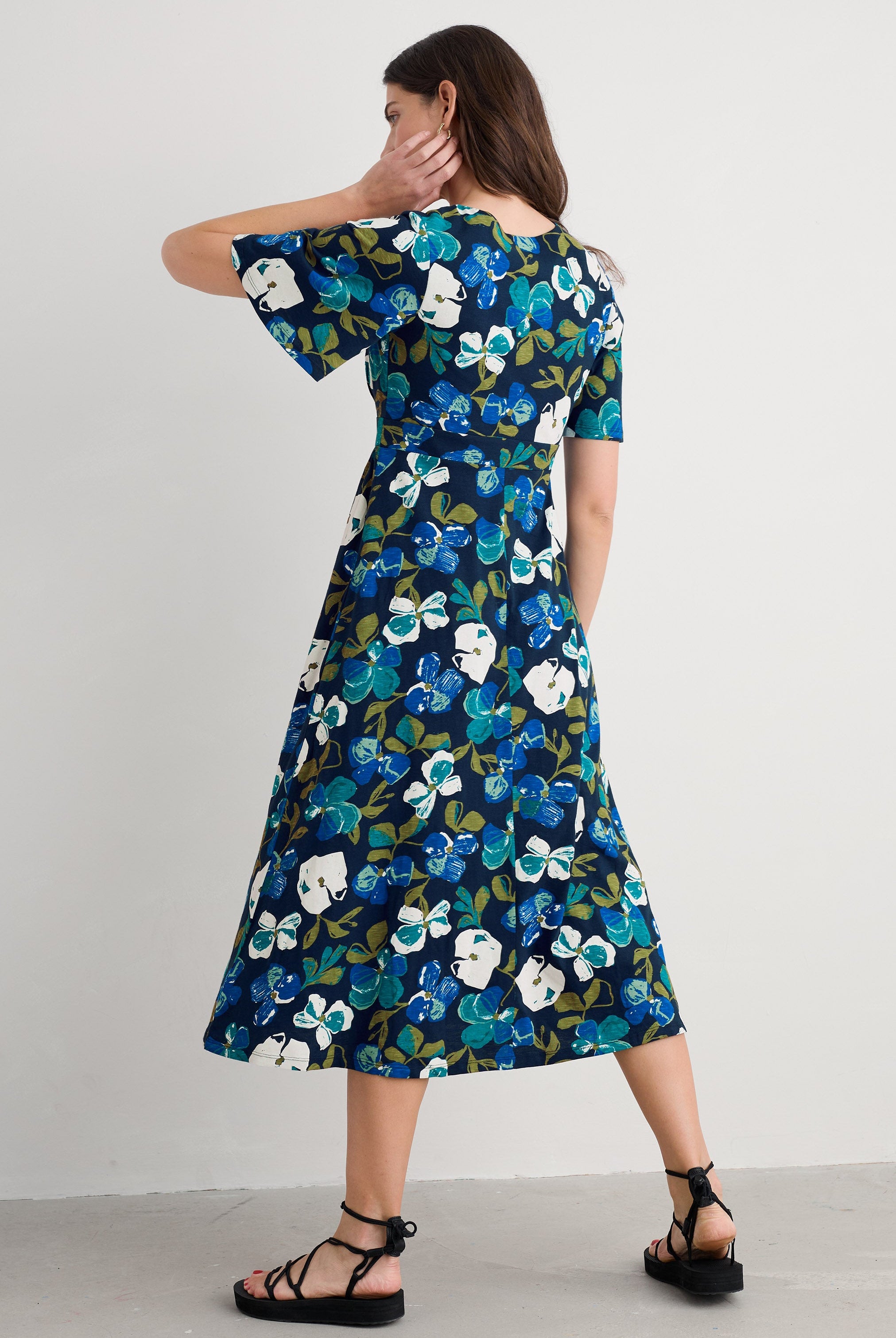Seasalt Chateaux Half Sleeve Dress - Lamorna Bloom Maritime