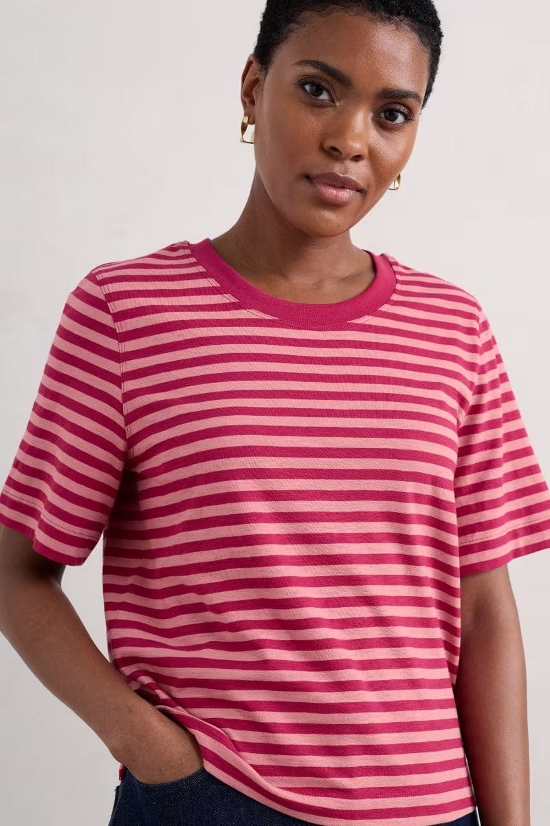 Seasalt Copseland Striped T-Shirt - Mini Cornish Charm Wild Rose